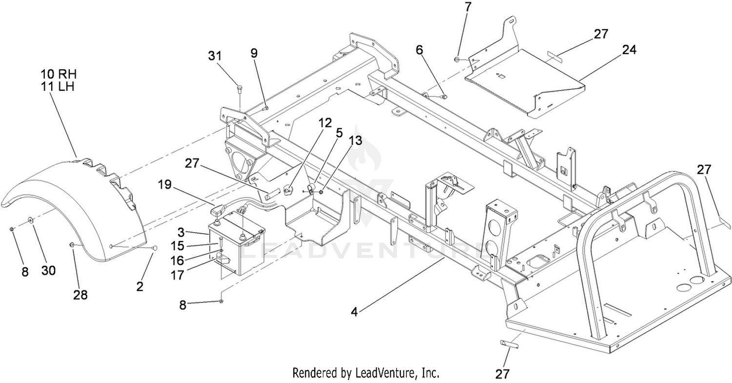 Rear Fender and Battery Mount Assembly