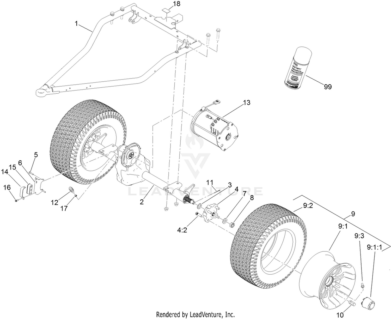 Rear Wheel and Transaxle Assembly