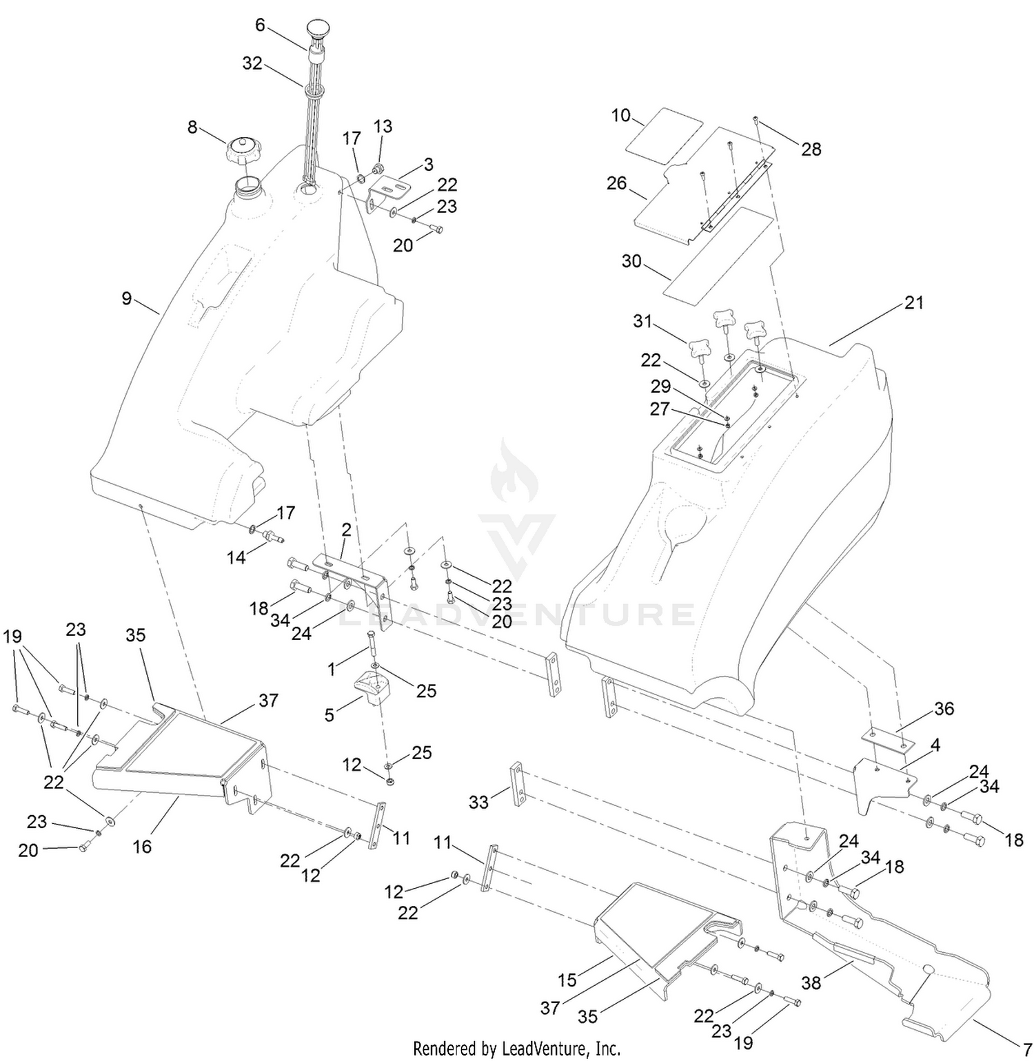 Fuel Tank and Storage Pod Assembly