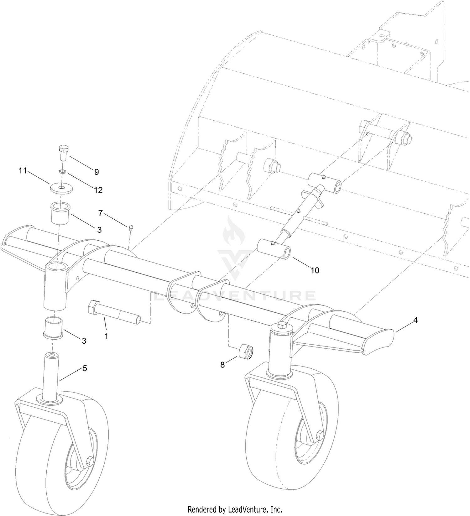 Caster Wheel and Carrier Assembly  36 Inch Flail Attachment