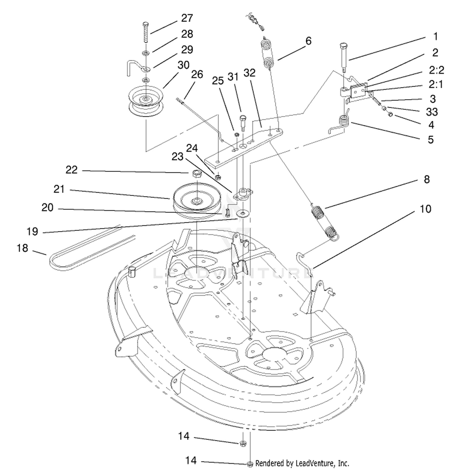 38" Deck Blade Drive  Braking Components