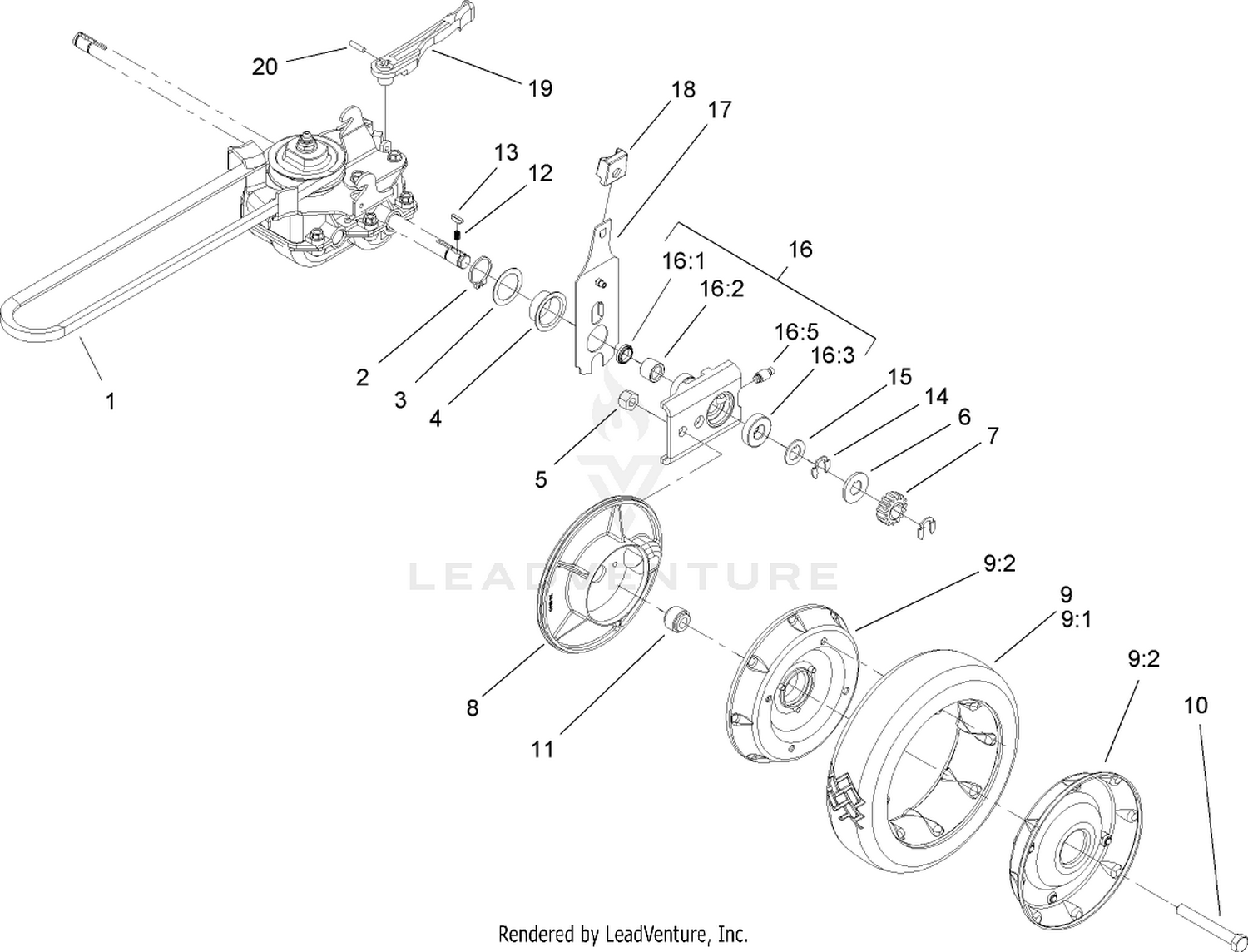 Gearcase and Rear Wheel Assembly
