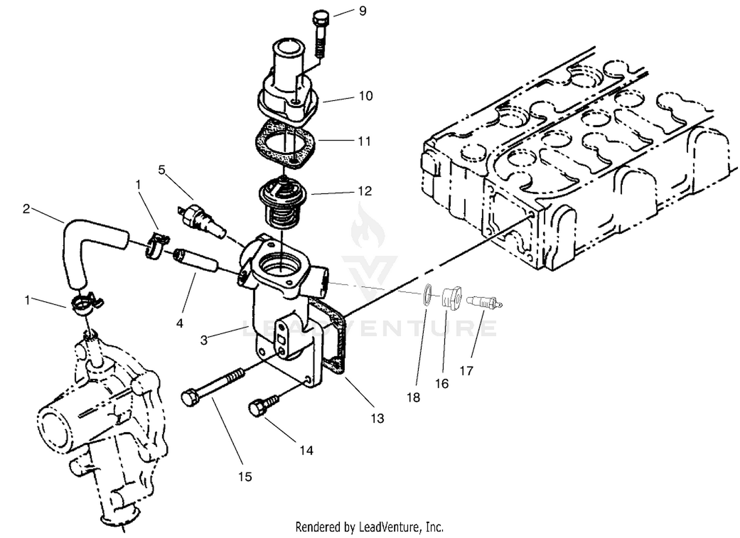 Water Flange and Thermostat Assembly