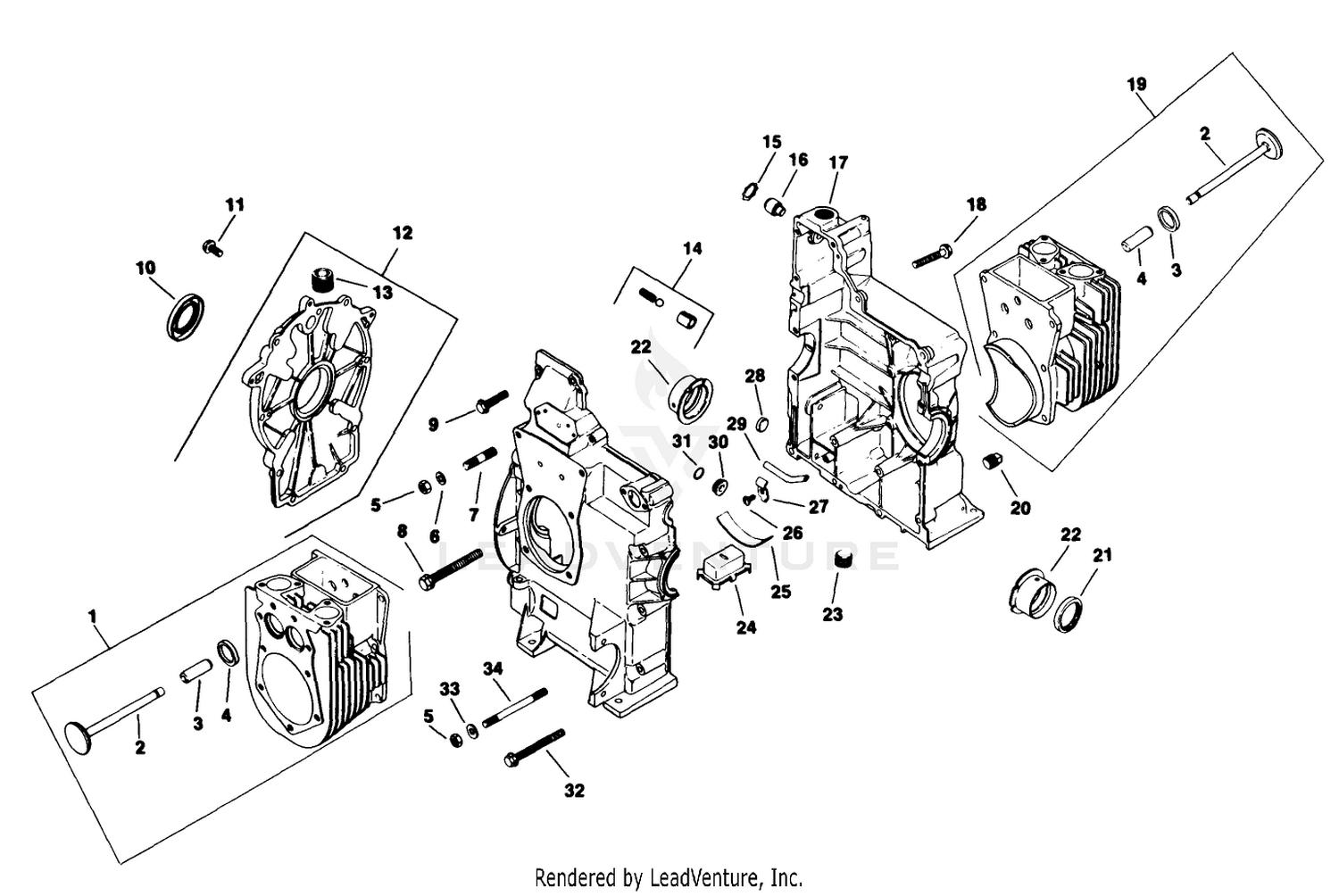 Crankcase-Engine Kohler Model No. M18qs-24657 (continued)