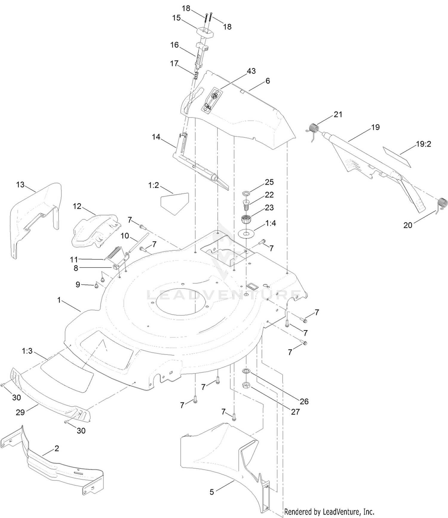 Deck, Side Chute and Rear Door Assembly