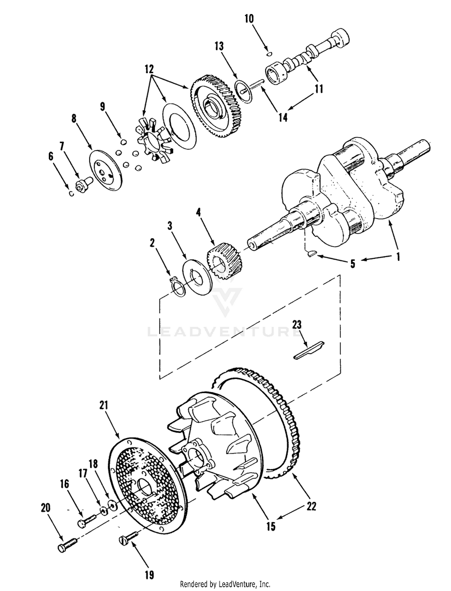 ONAN CRANKSHAFT, CAMSHAFT, FLYWHEEL