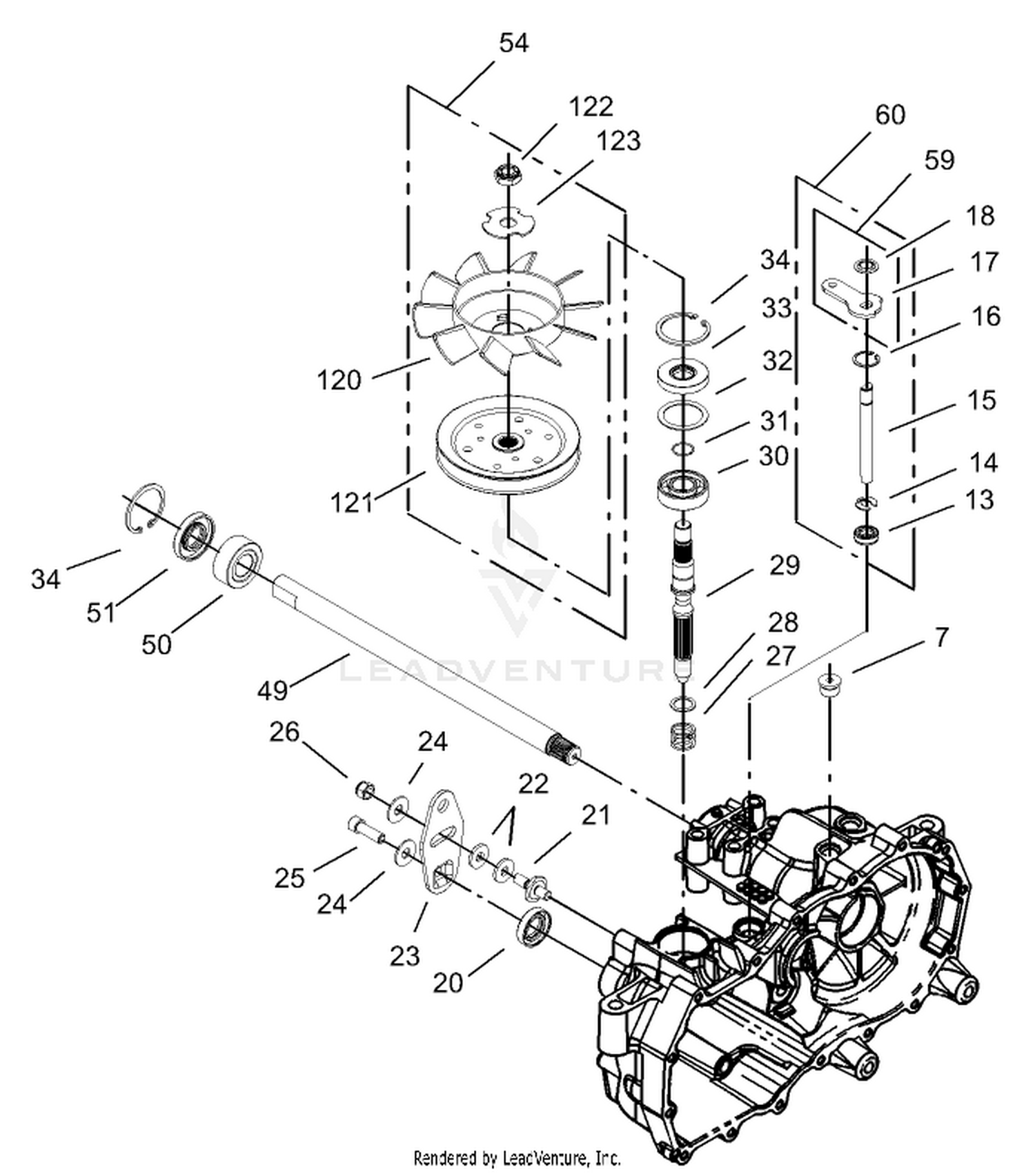 Fan and Pulley Assembly LH Hydrostat No. 105-3492