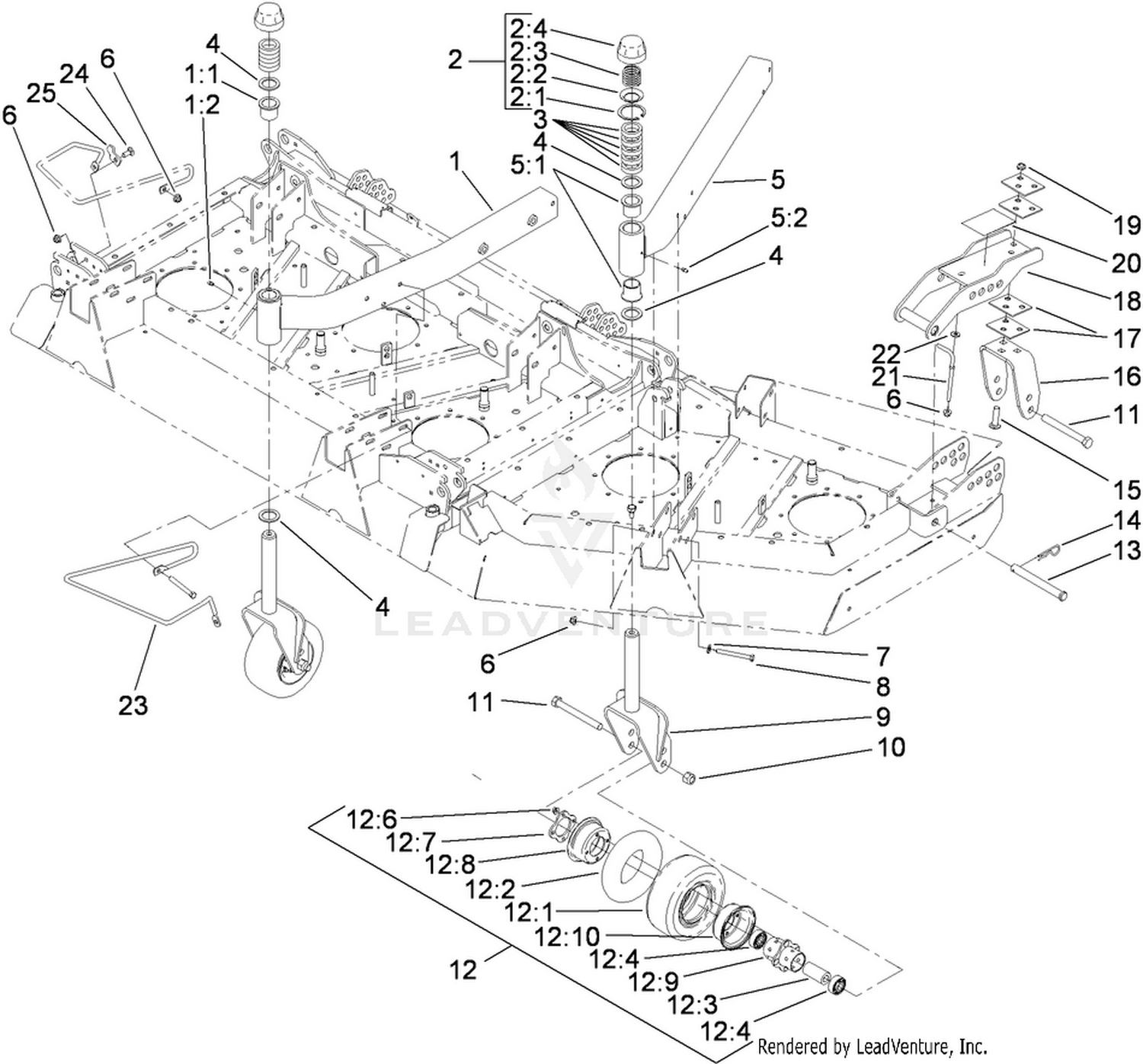 Center Caster Arm and Fork Assembly
