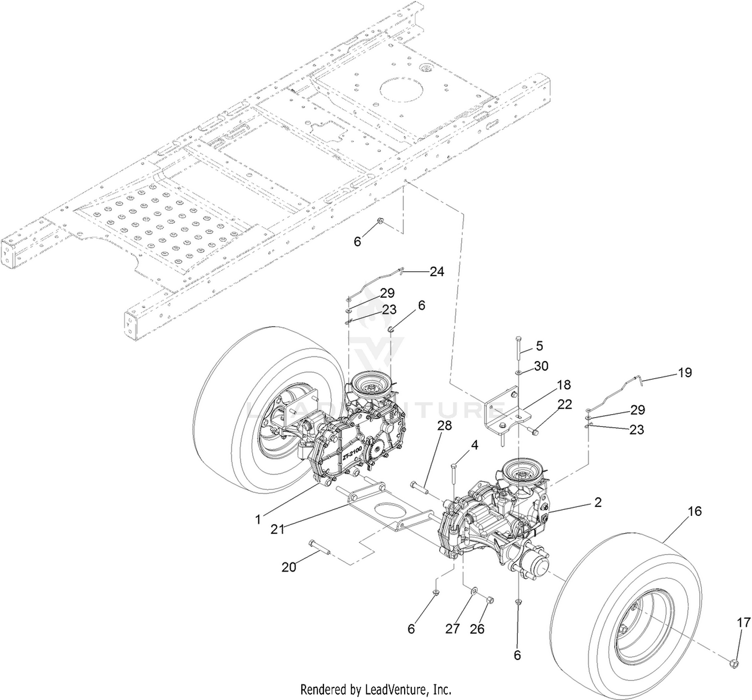 Hydro Transaxle Drive and Rear Wheel Assembly