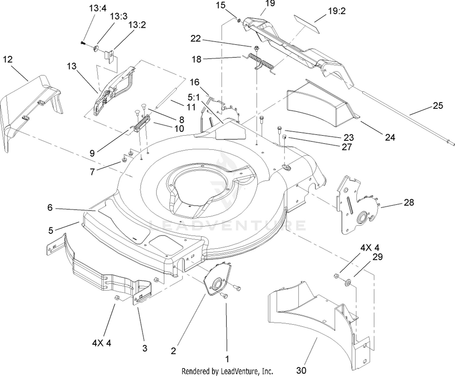 Deck, Side Chute and Rear Door Assembly