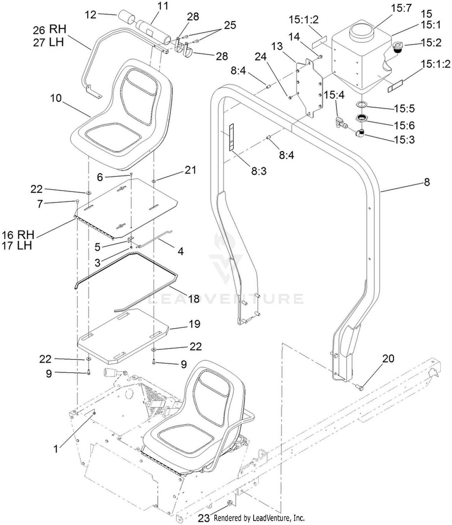 Seat, Fresh Water Tank and  Roll-Over Protection System Assembly