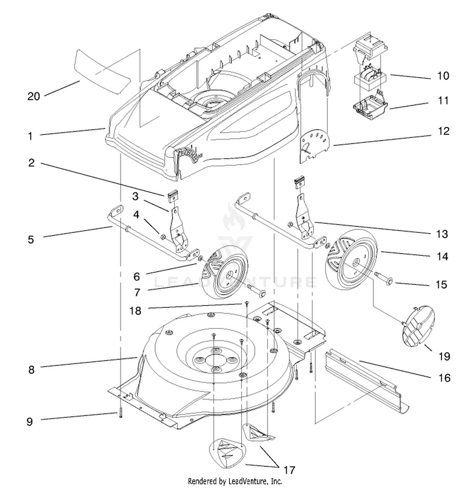 Deck, Liner And Wheel Assembly