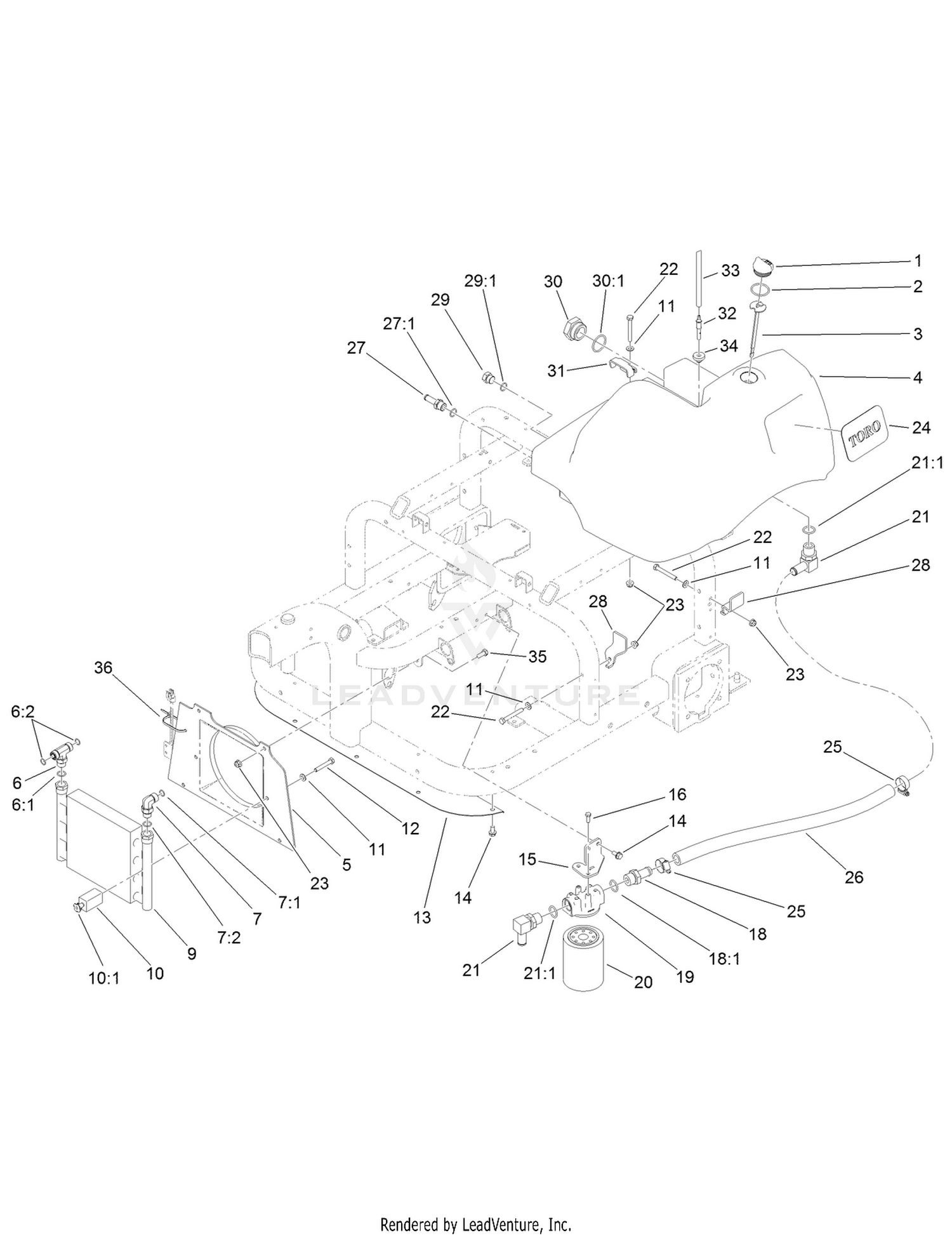 Hydraulic Tank, Filter and Cooler Assembly