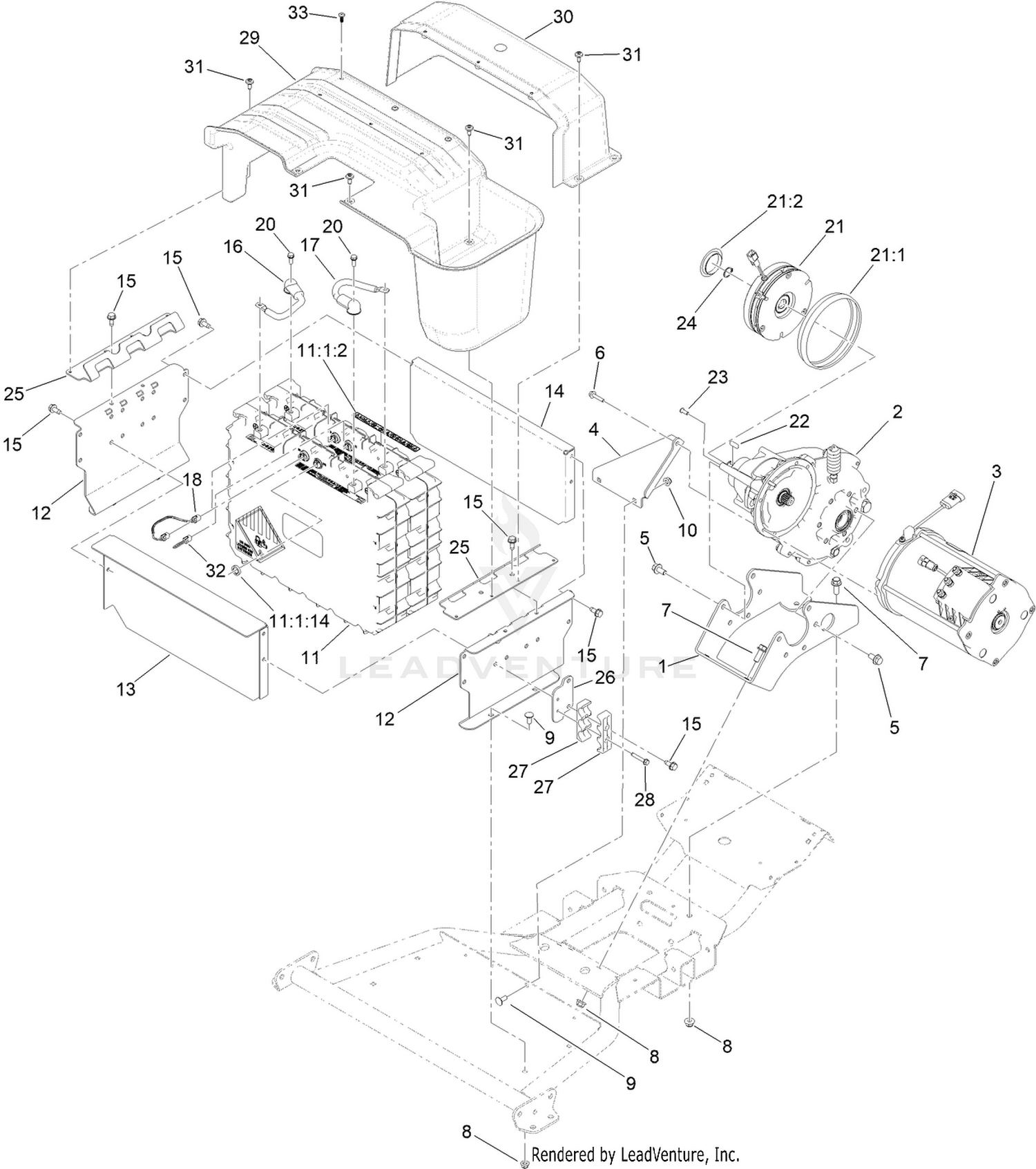 Batteries, Motor and Transaxle Assembly