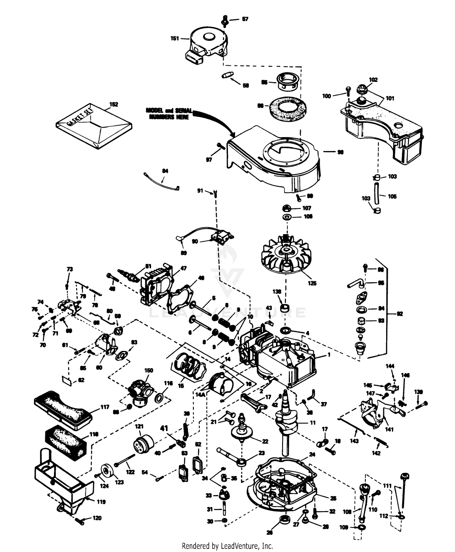 Engine Tecumseh Model No. Tvs90-43228d