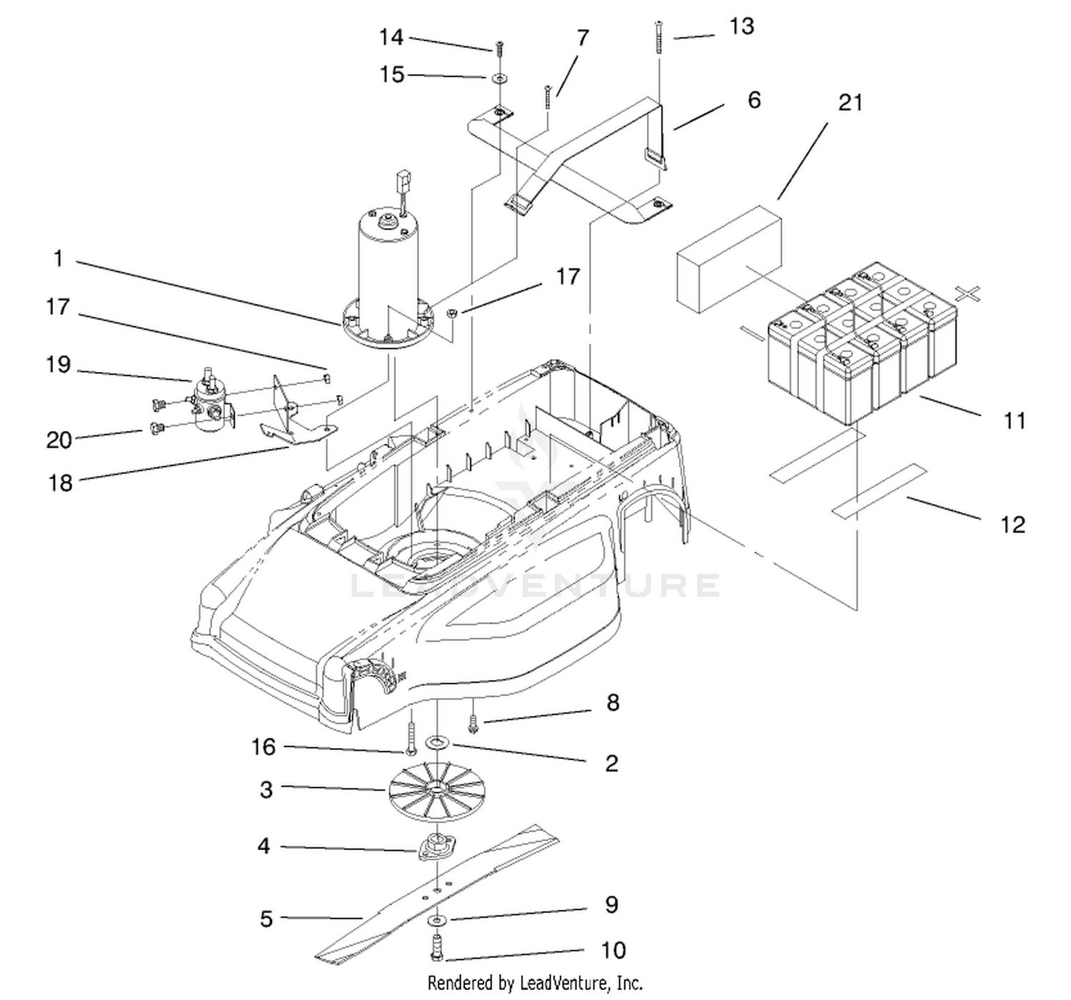 Motor, Batteries And Blade Assembly