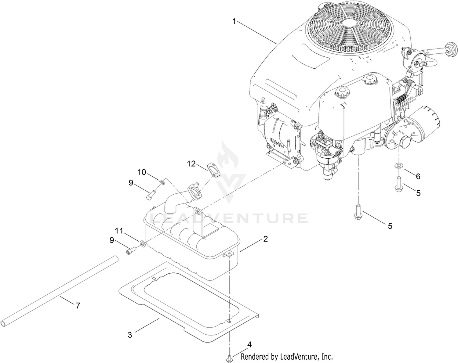 Engine and Muffler Assembly