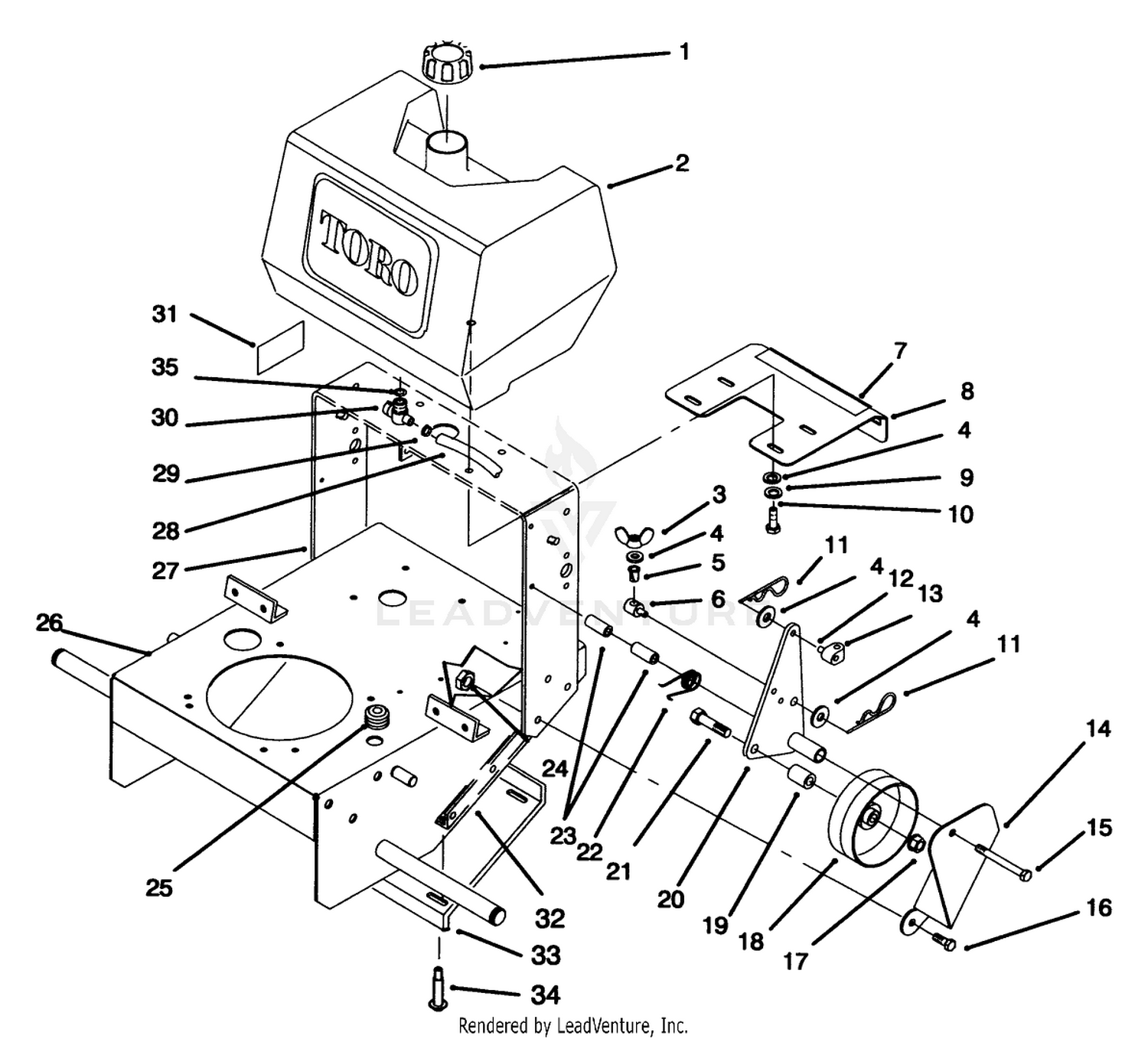 Frame, Fuel Tank And Wheel Drive Idler