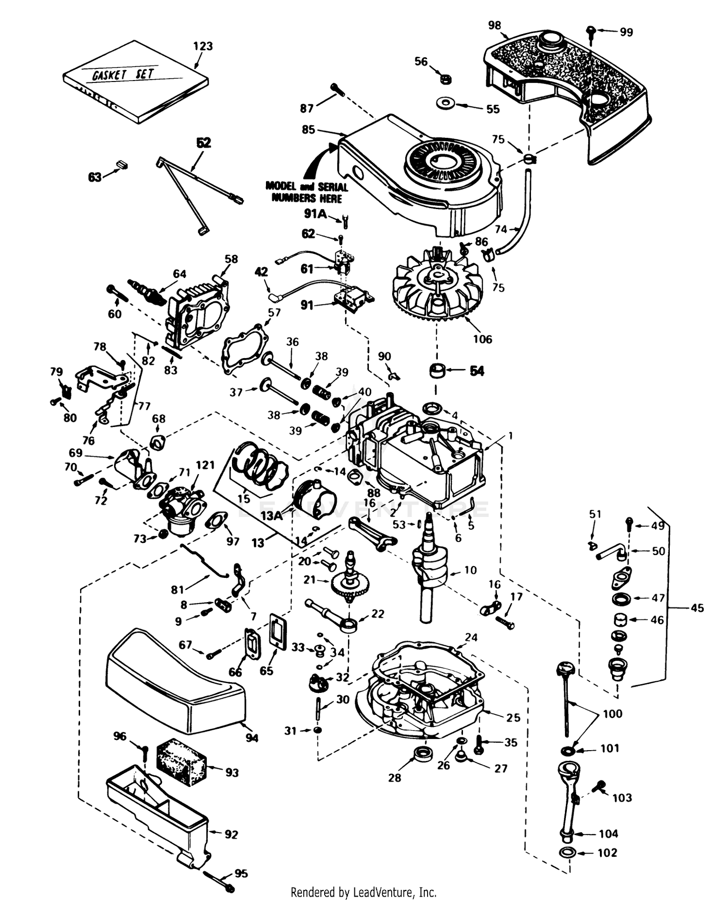 Engine Tecumseh Model No. Tnt 100-10084e