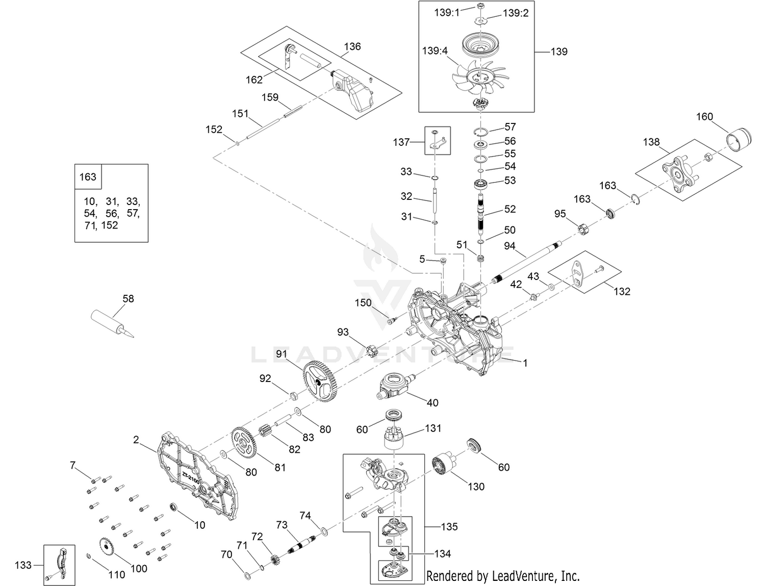 RH Hydro Transmission Assembly No. 139-2371