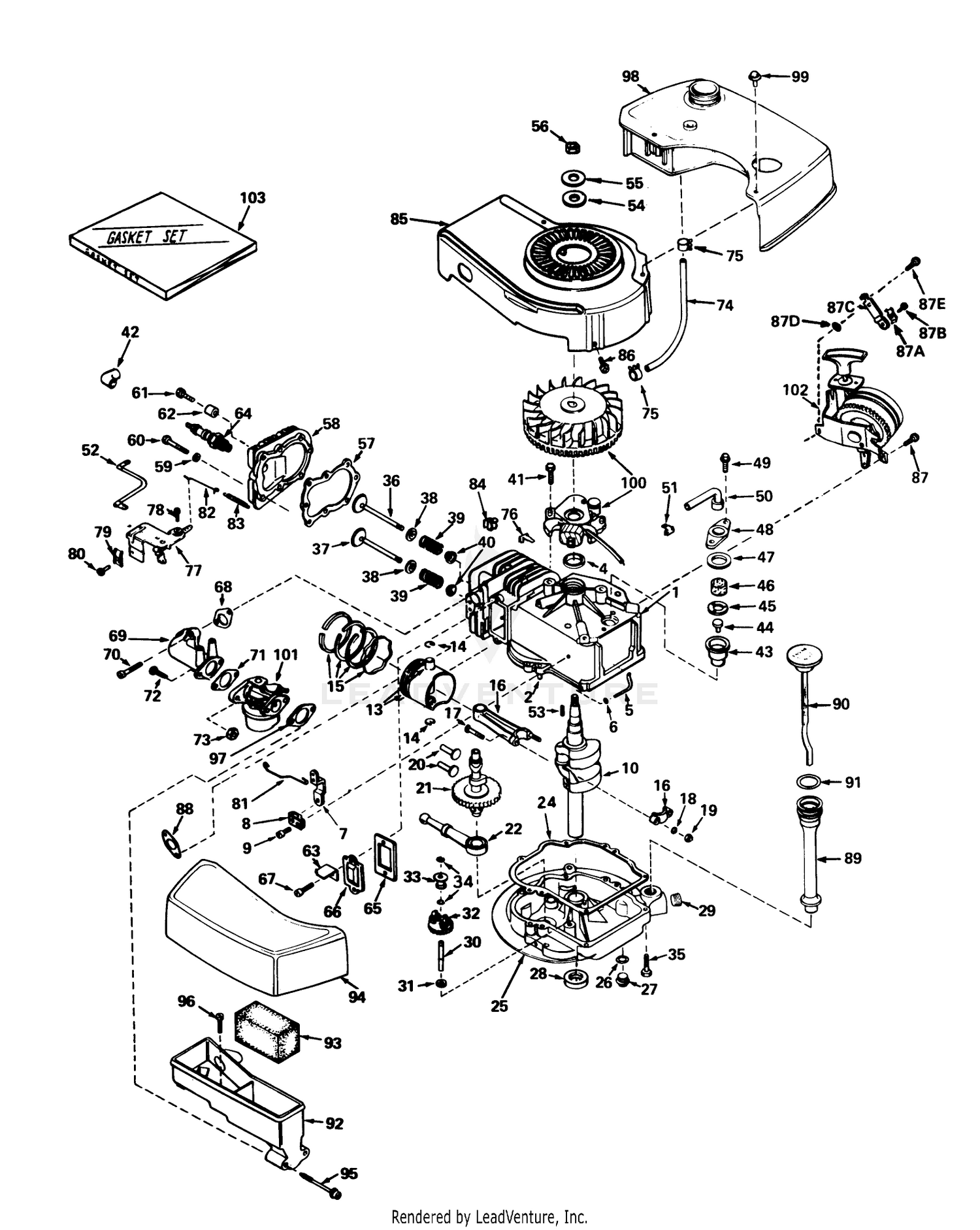 Engine Tecumseh Model No. Tnt 100-10047 (mower Model No. 21610)