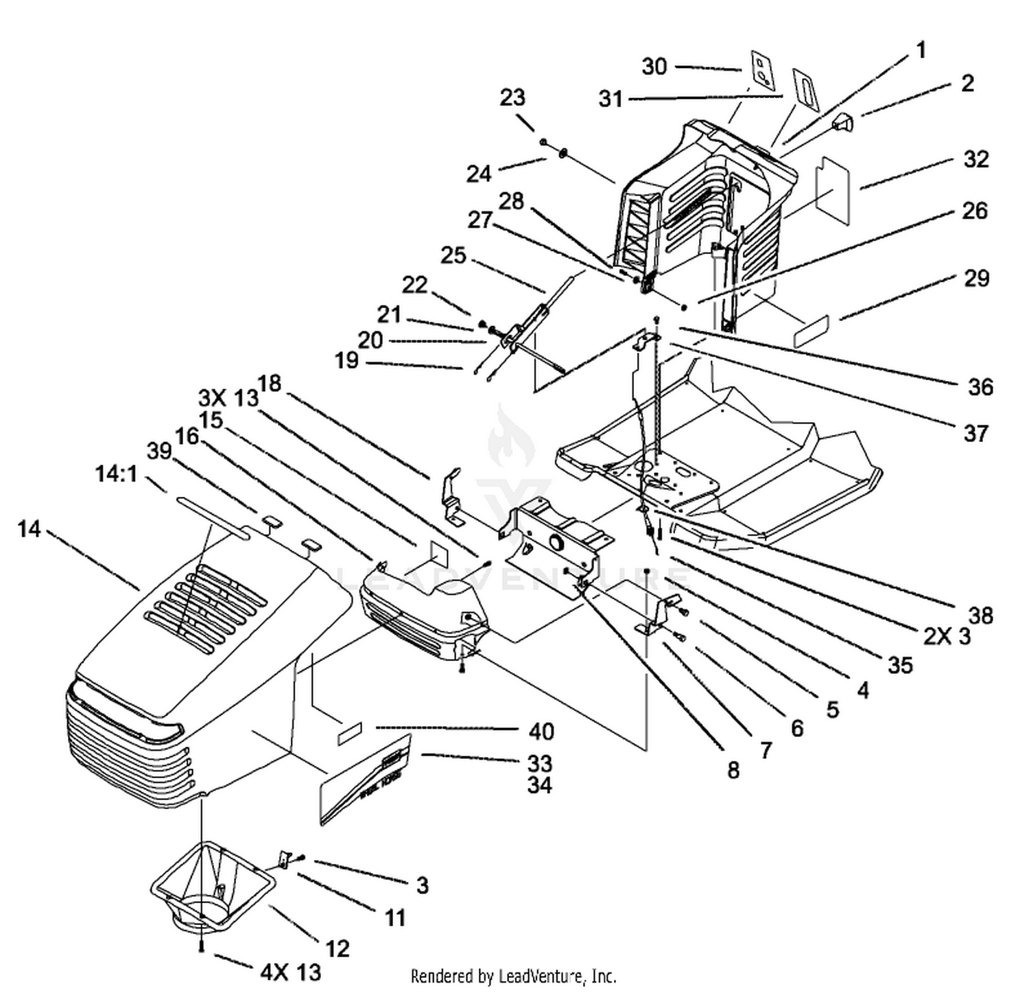 Hood and Tower Assembly