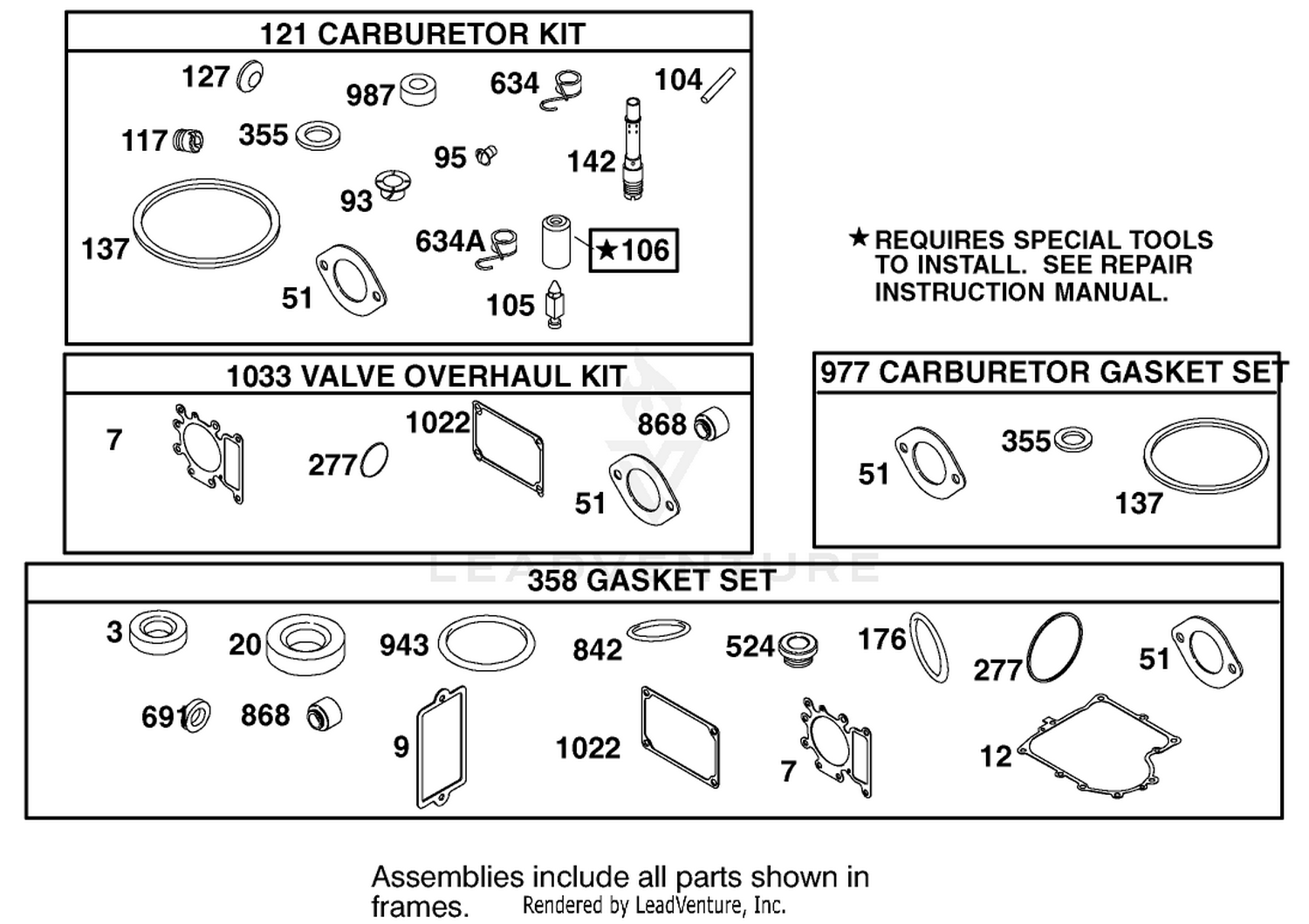 Carburetor Overhaul Kit Assembly Engine Briggs and Stratton Model 311777-0151-E1