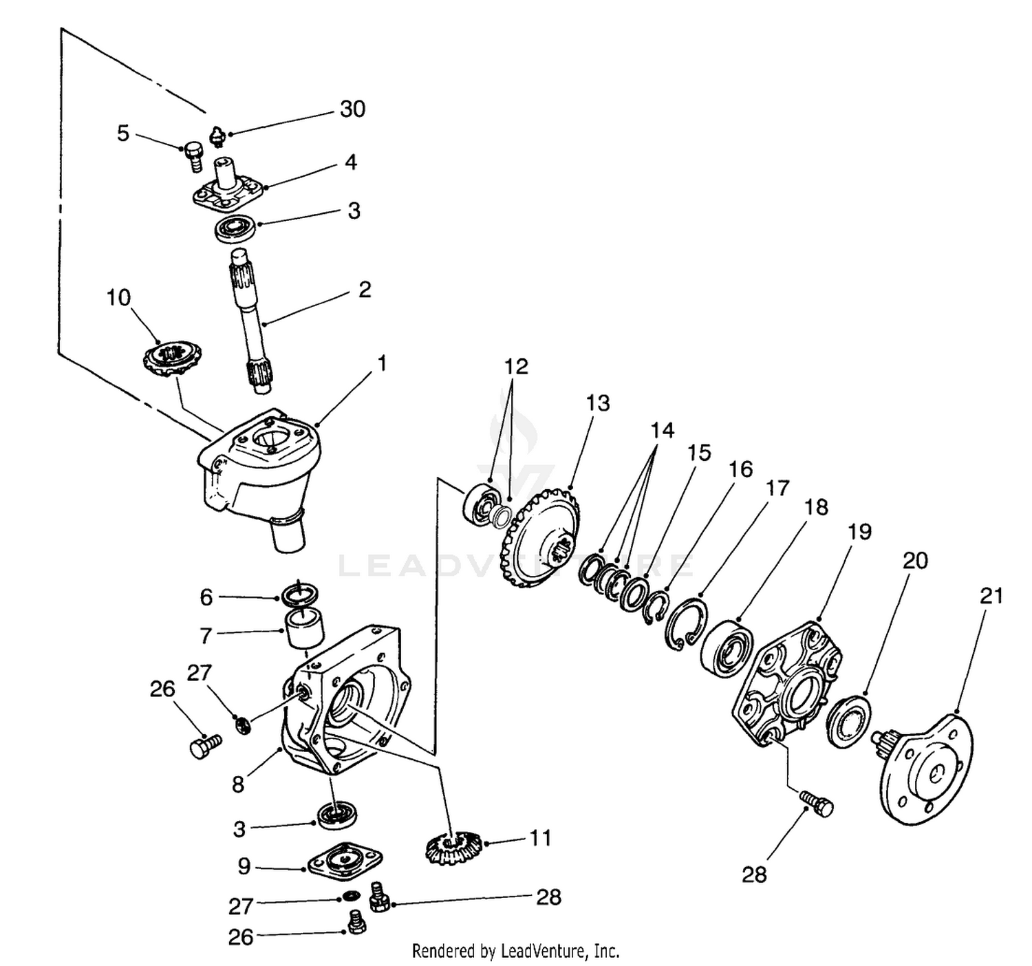 Steering Gear Case Assembly Axle No. 74-5621 (model No. 30455 Only)