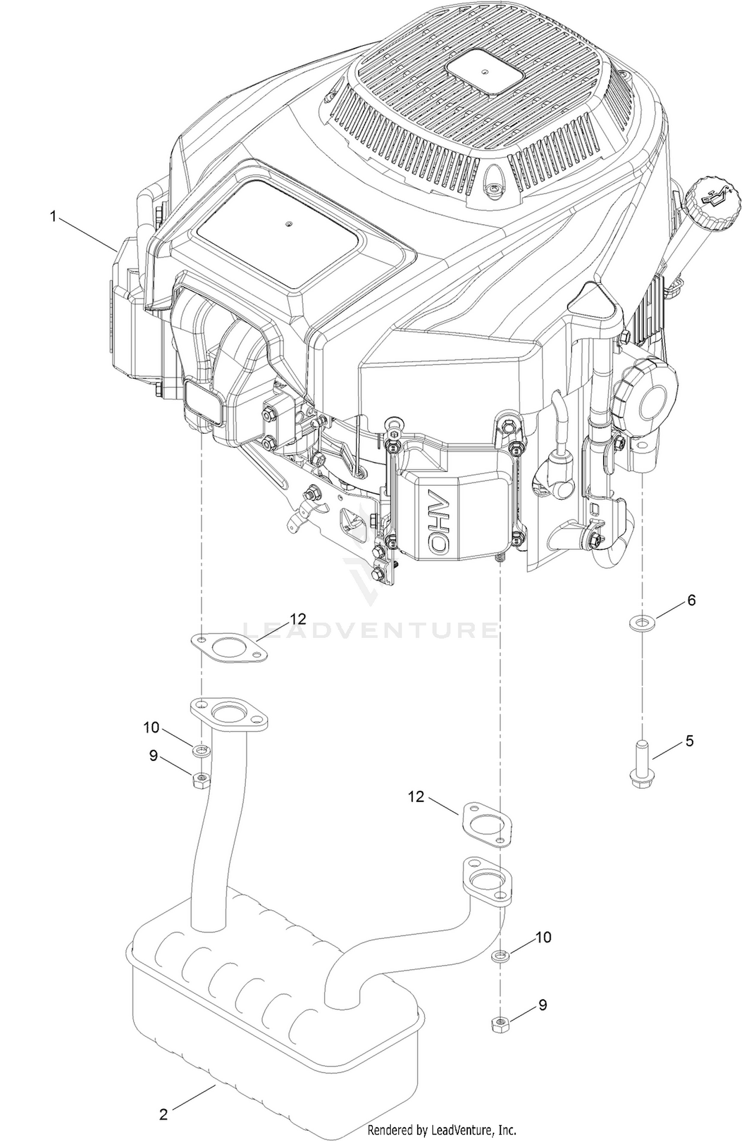 Engine and Muffler Assembly