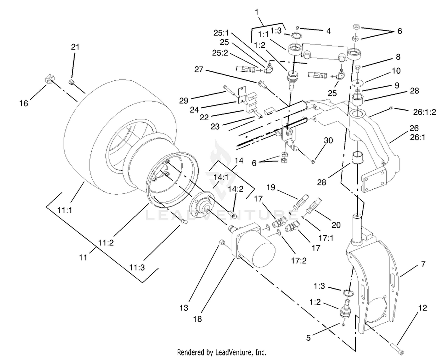 Rear Fork and Tire Assembly