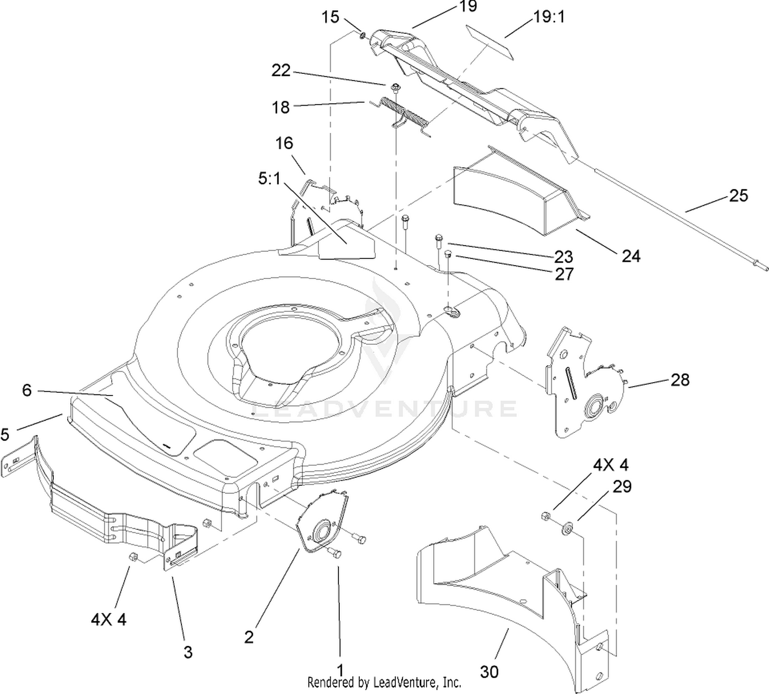 Deck, Side Chute and Rear Door Assembly