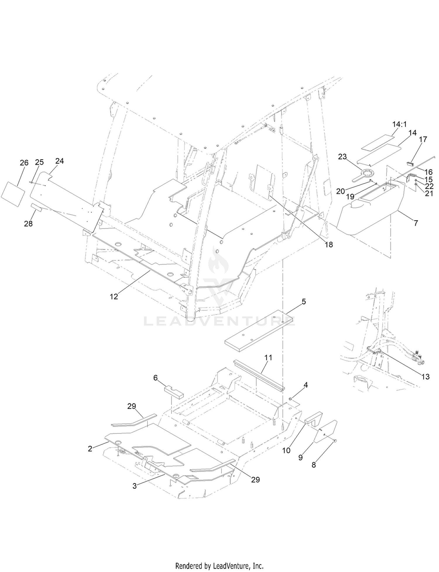 Cab Tool Box and Flooring Assembly
