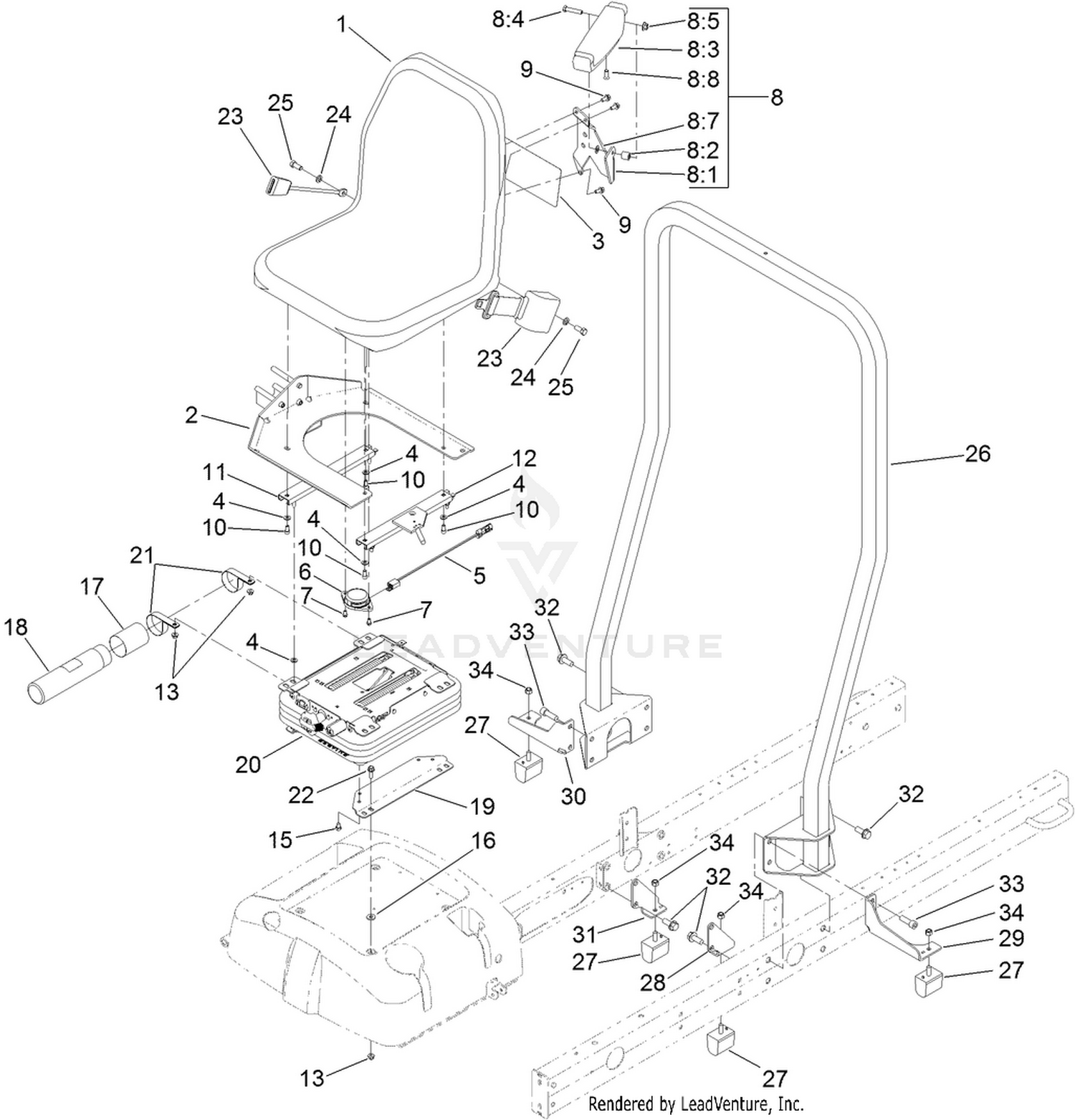 Seat Mount and Roll-Over Protection System Assembly