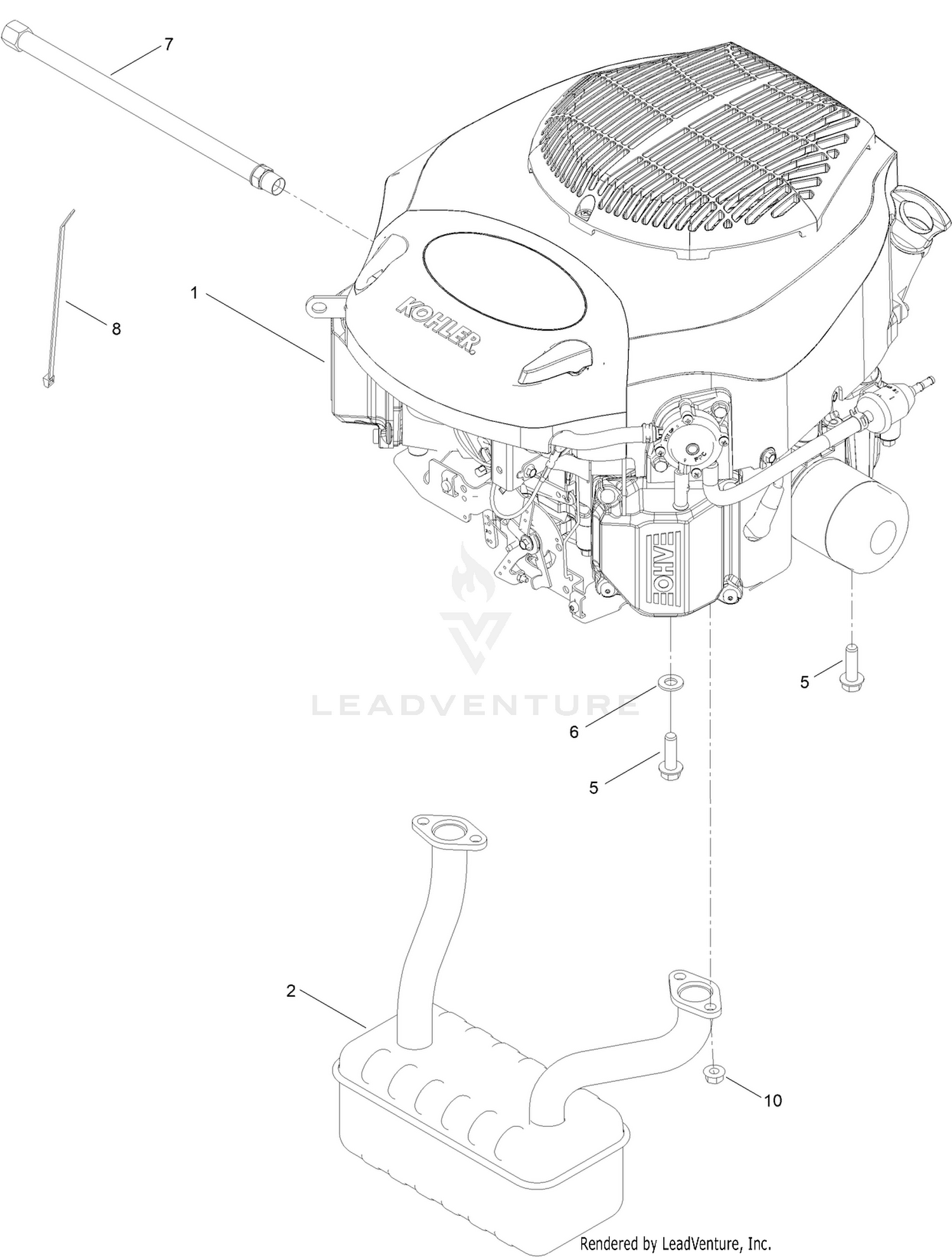 Engine and Muffler Assembly