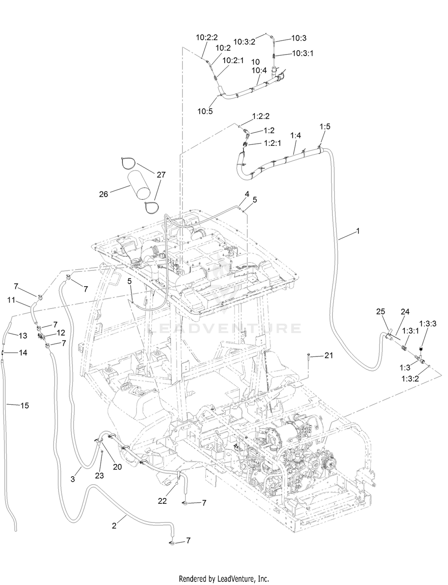 Left Side Hose Assembly  For Cab Model Only