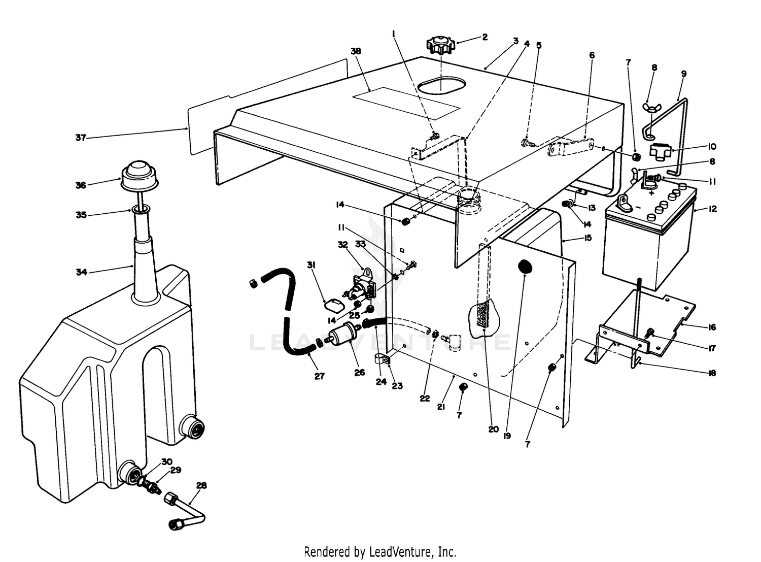 Hood-Gas  Hydraulic Tank Assembly