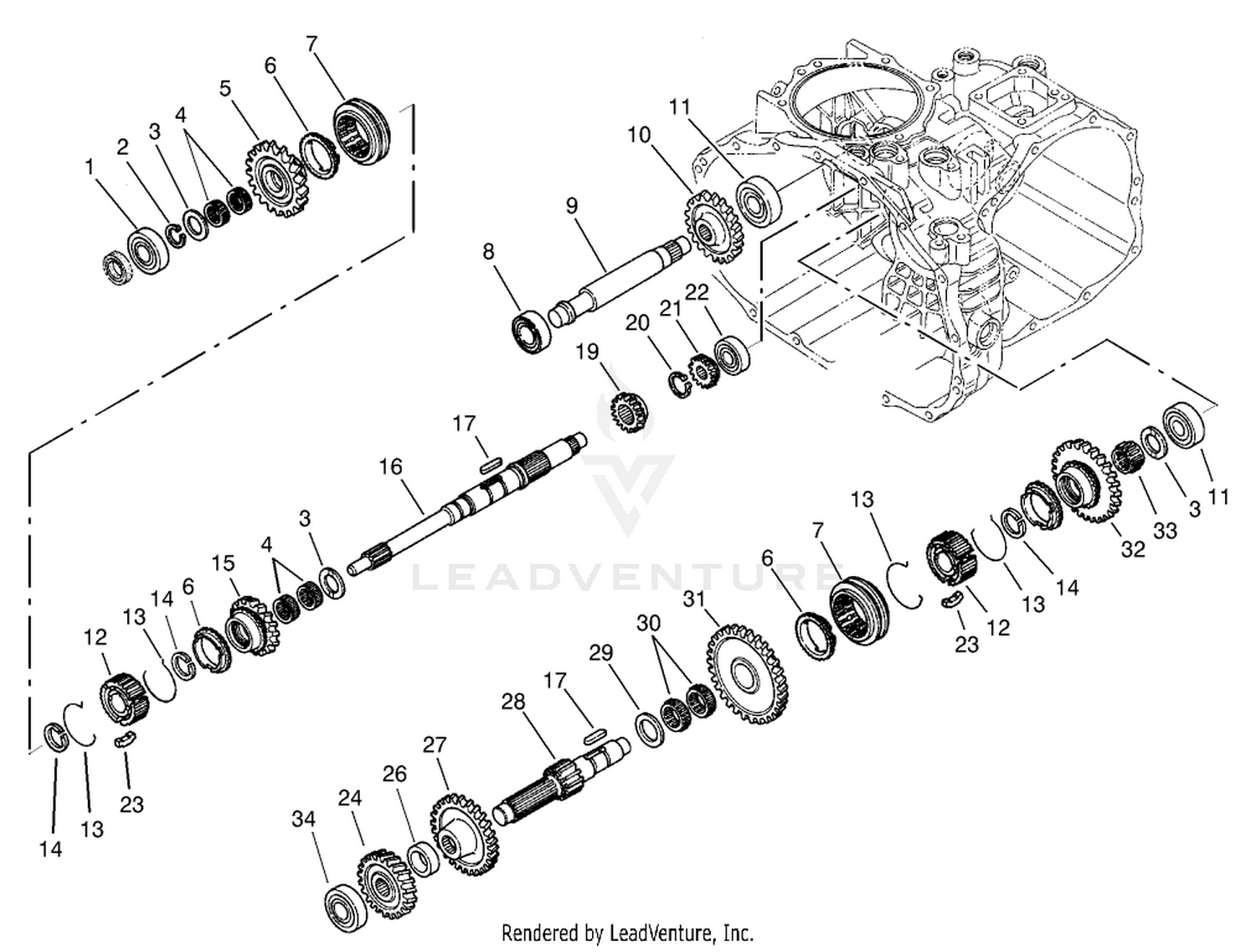 Transaxle Gear Shaft Assembly  Transaxle Assembly No. 104-9078