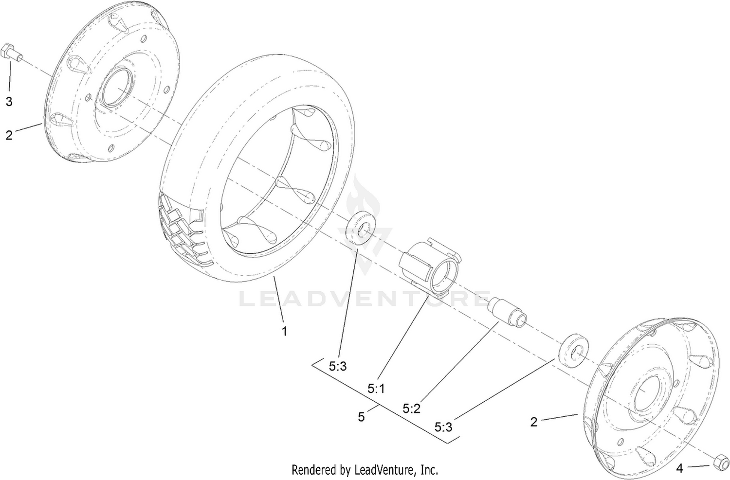 Front Wheel and Tire Assembly No. 121-1380