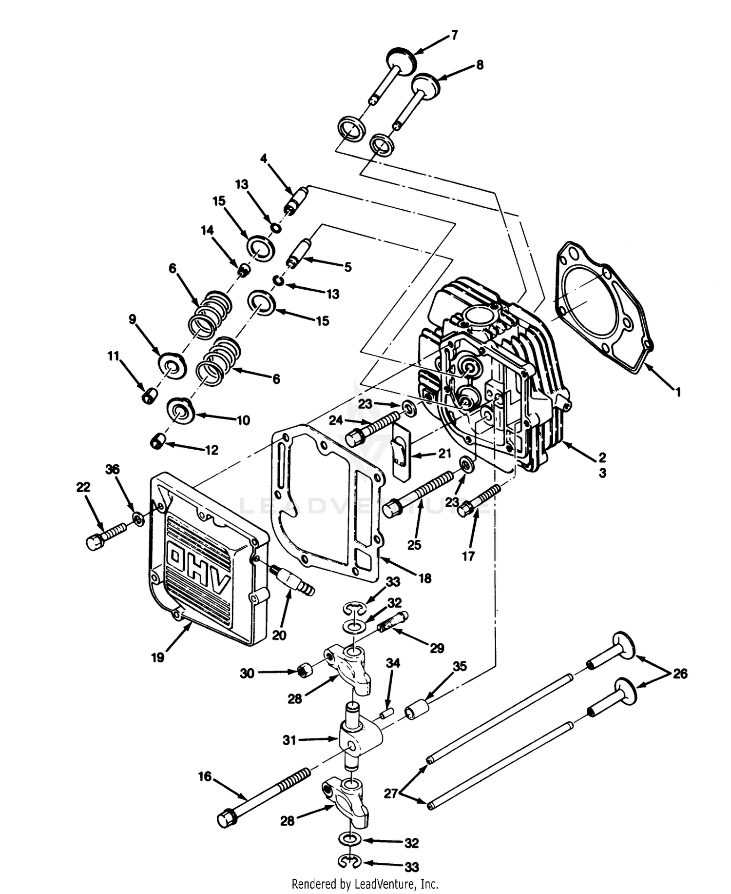 14hp Engine Cylinder Head  Valves Assembly