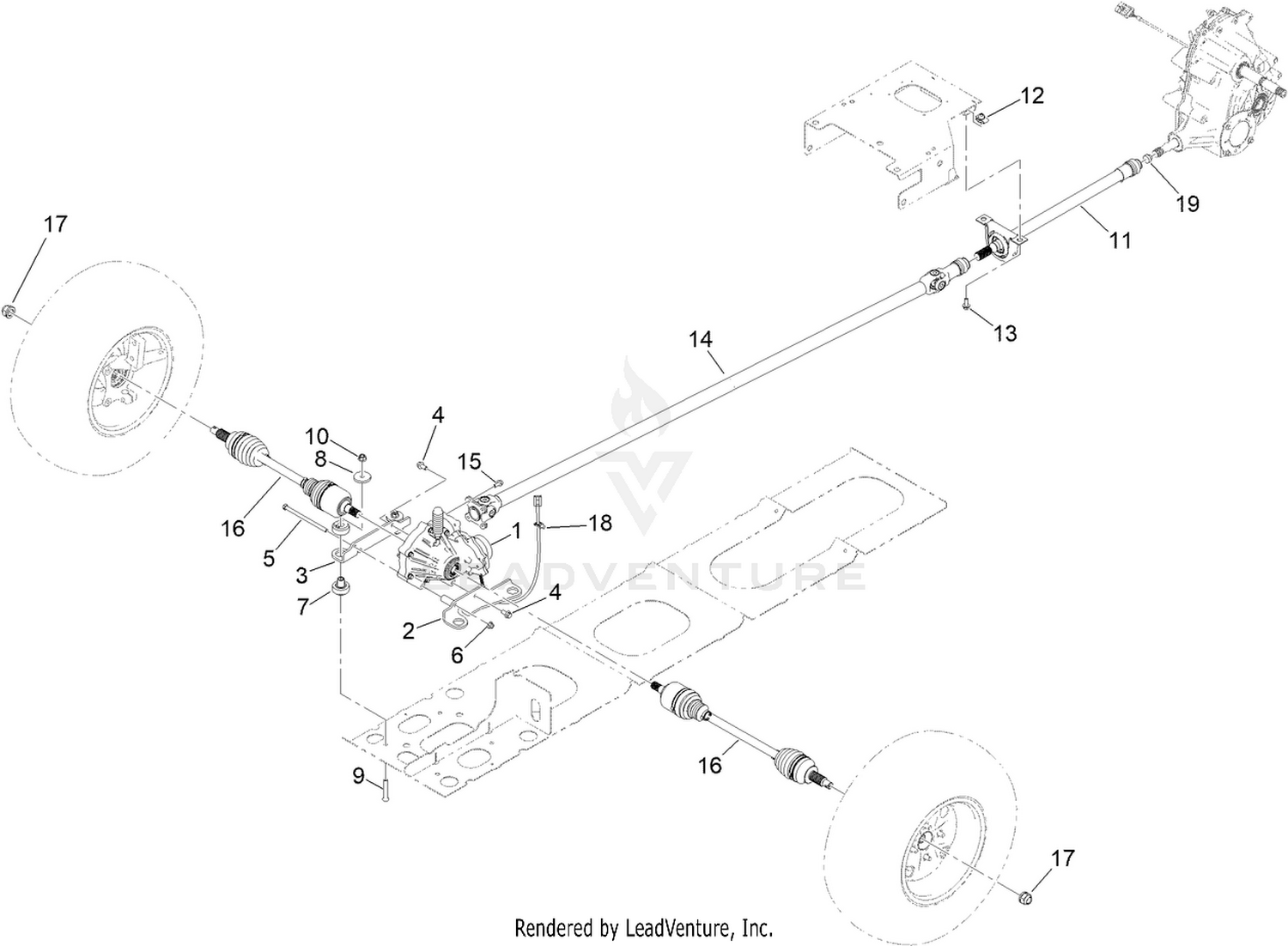 Front Differential and Driveshaft Assembly