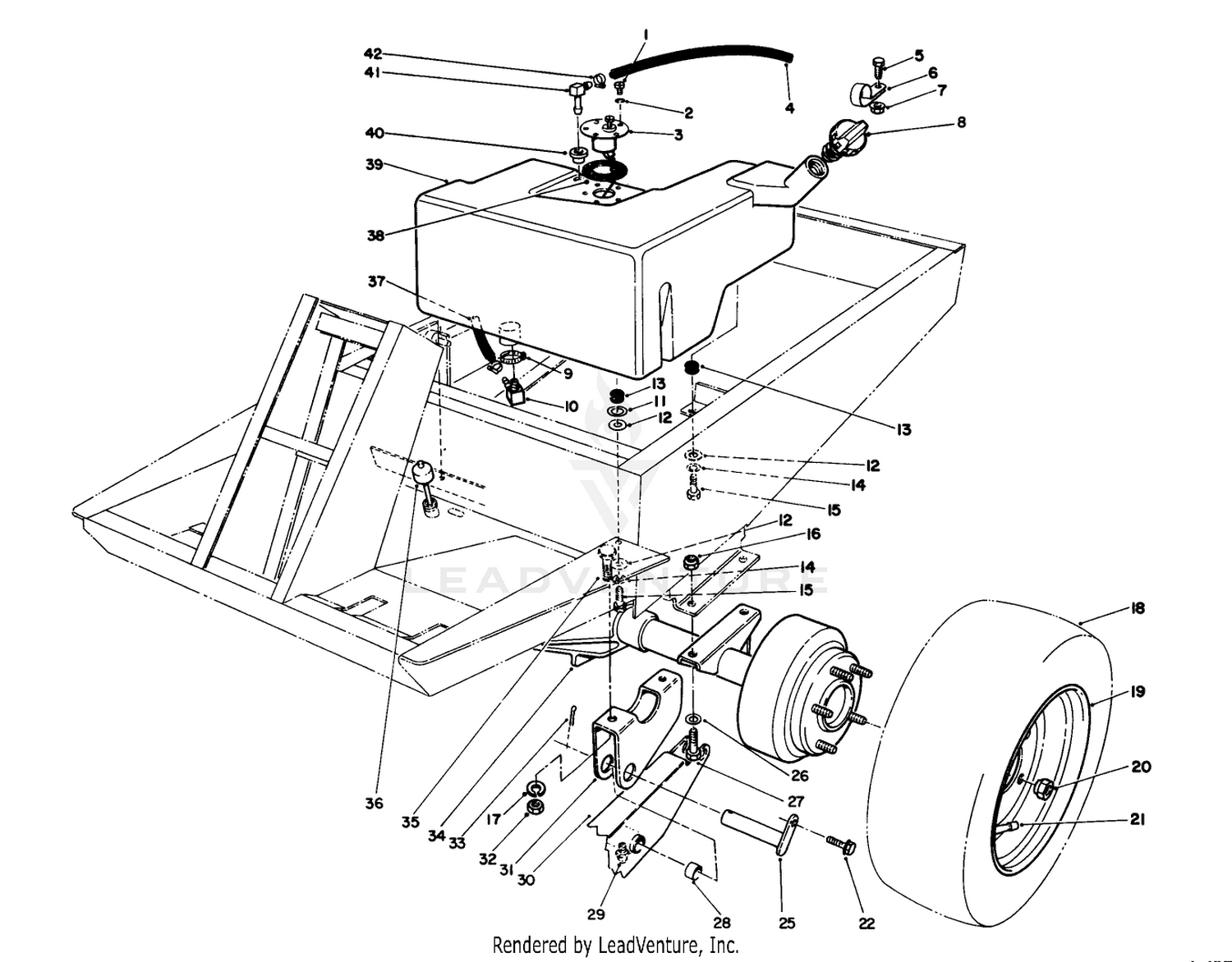FUEL TANK AND AXLE ASSEMBLY