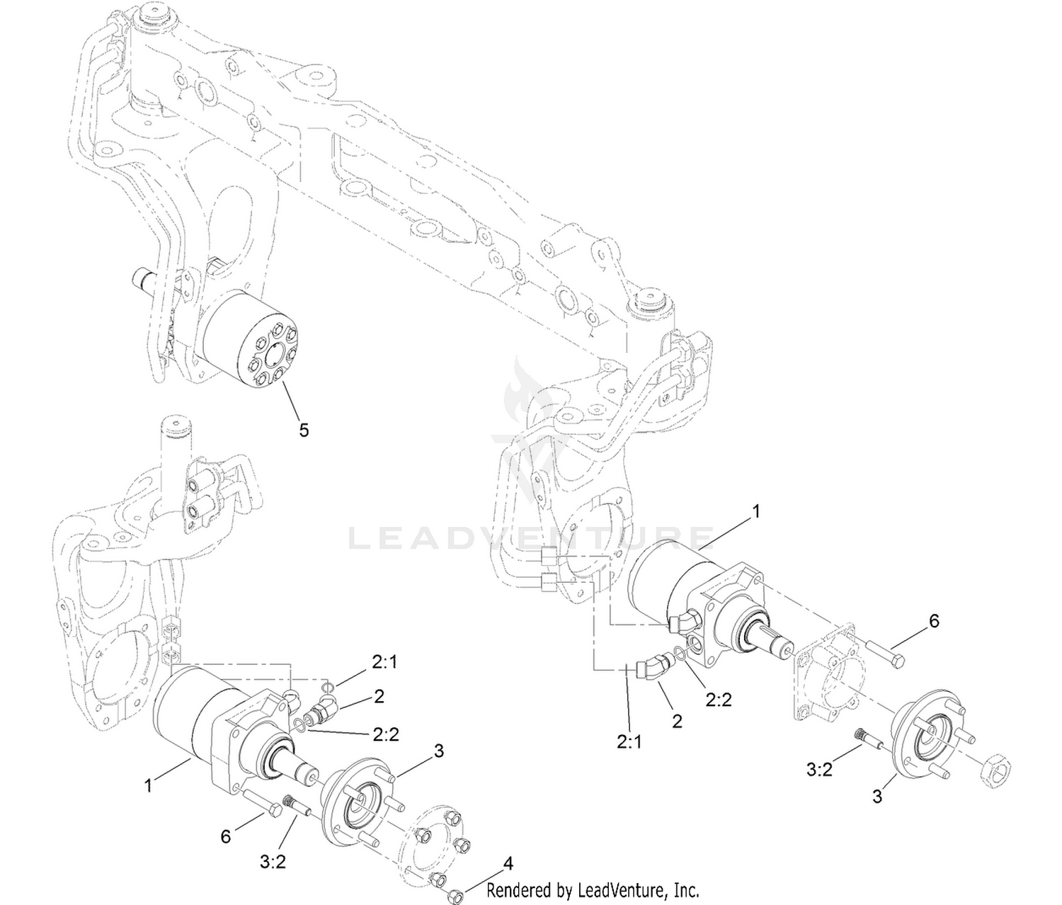 4 Wheel Drive Hydraulic Motor and Fitting Assembly