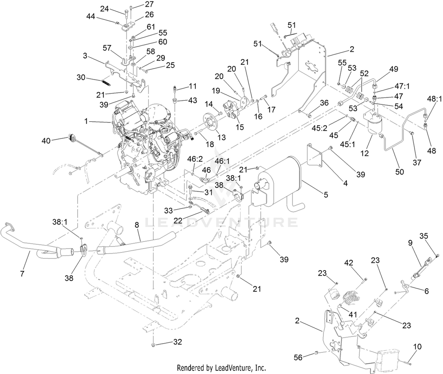 Engine and Exhaust Assembly