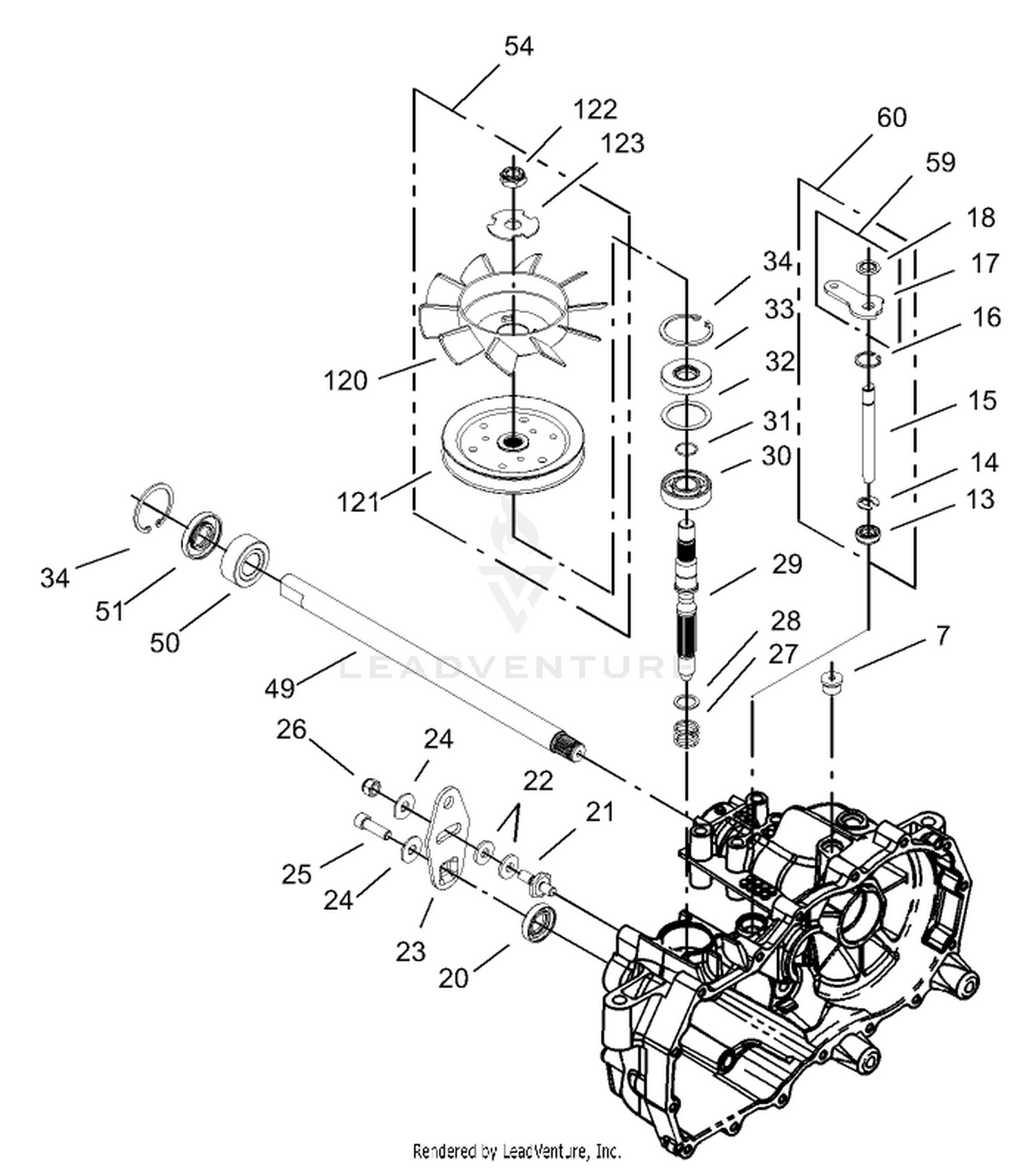 Fan and Pulley Assembly LH Hydrostat No. 105-3492
