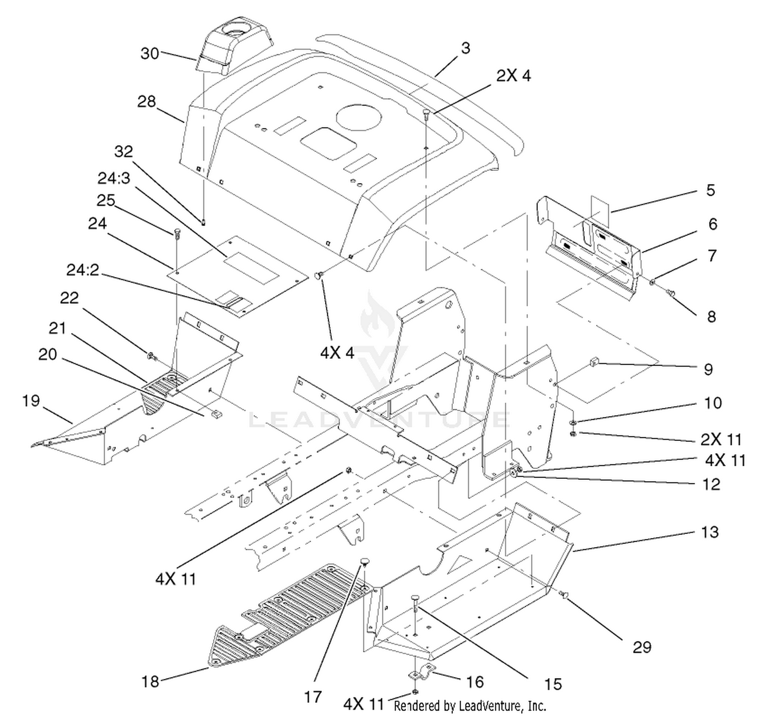 Fender and Footrest Assembly