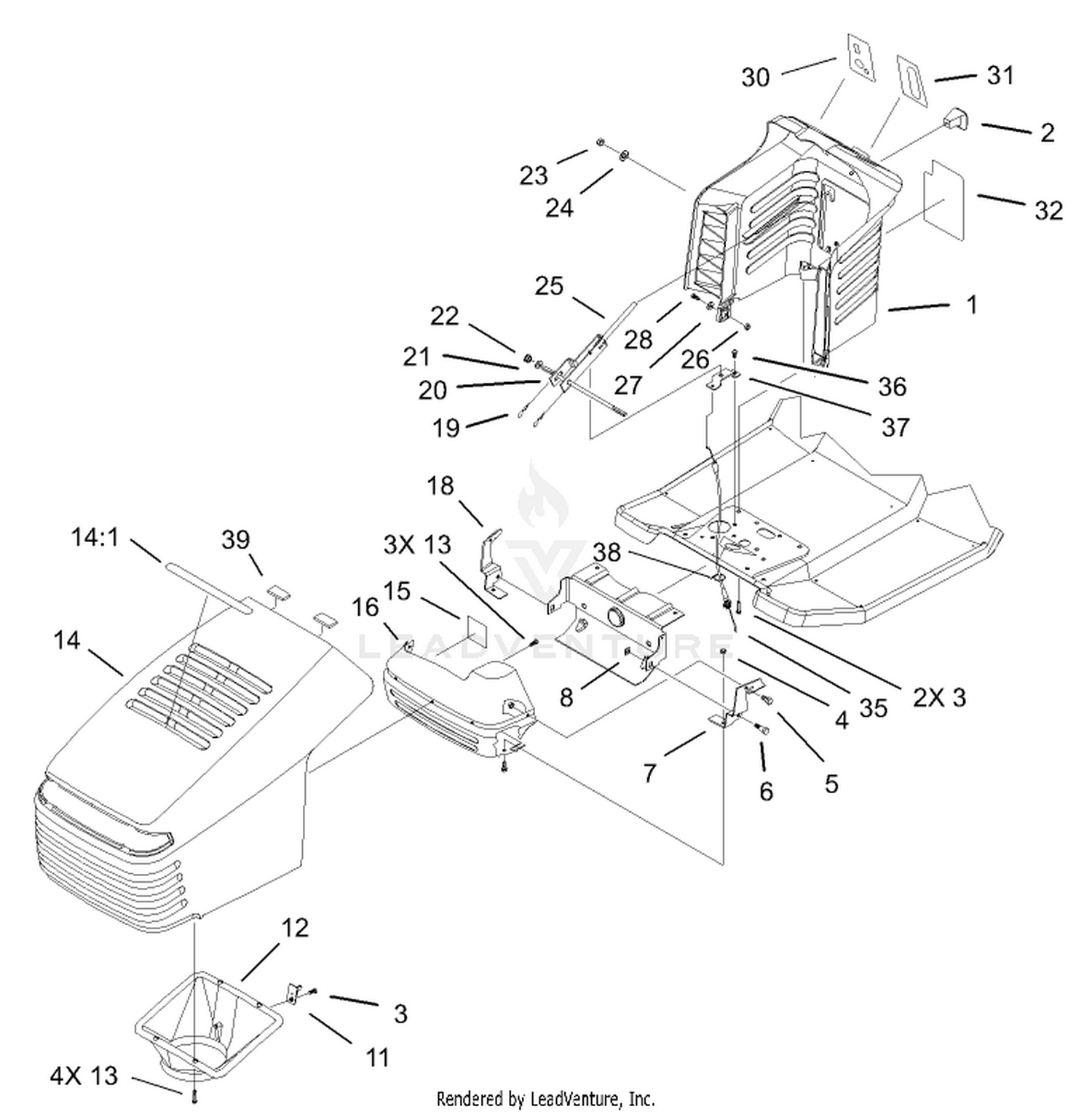 Hood and Tower Assembly