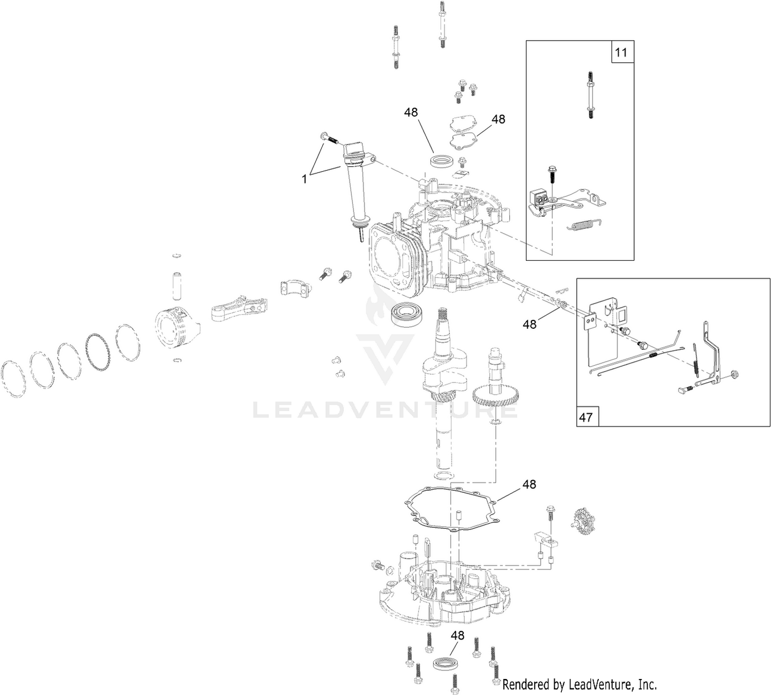 Dipstick, Brake and Governor Arm Assembly