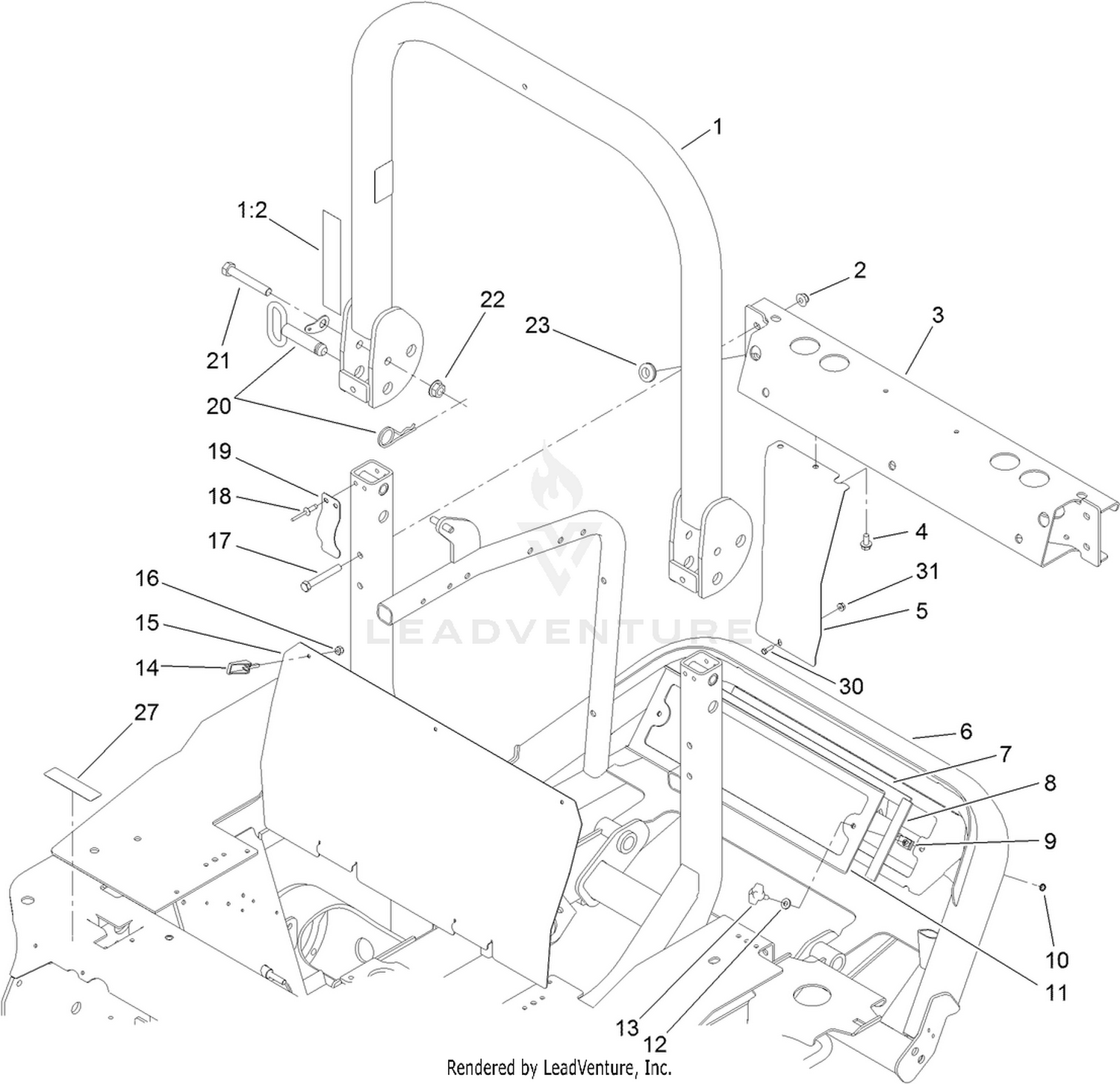 Rear Frame and ROPS Assembly