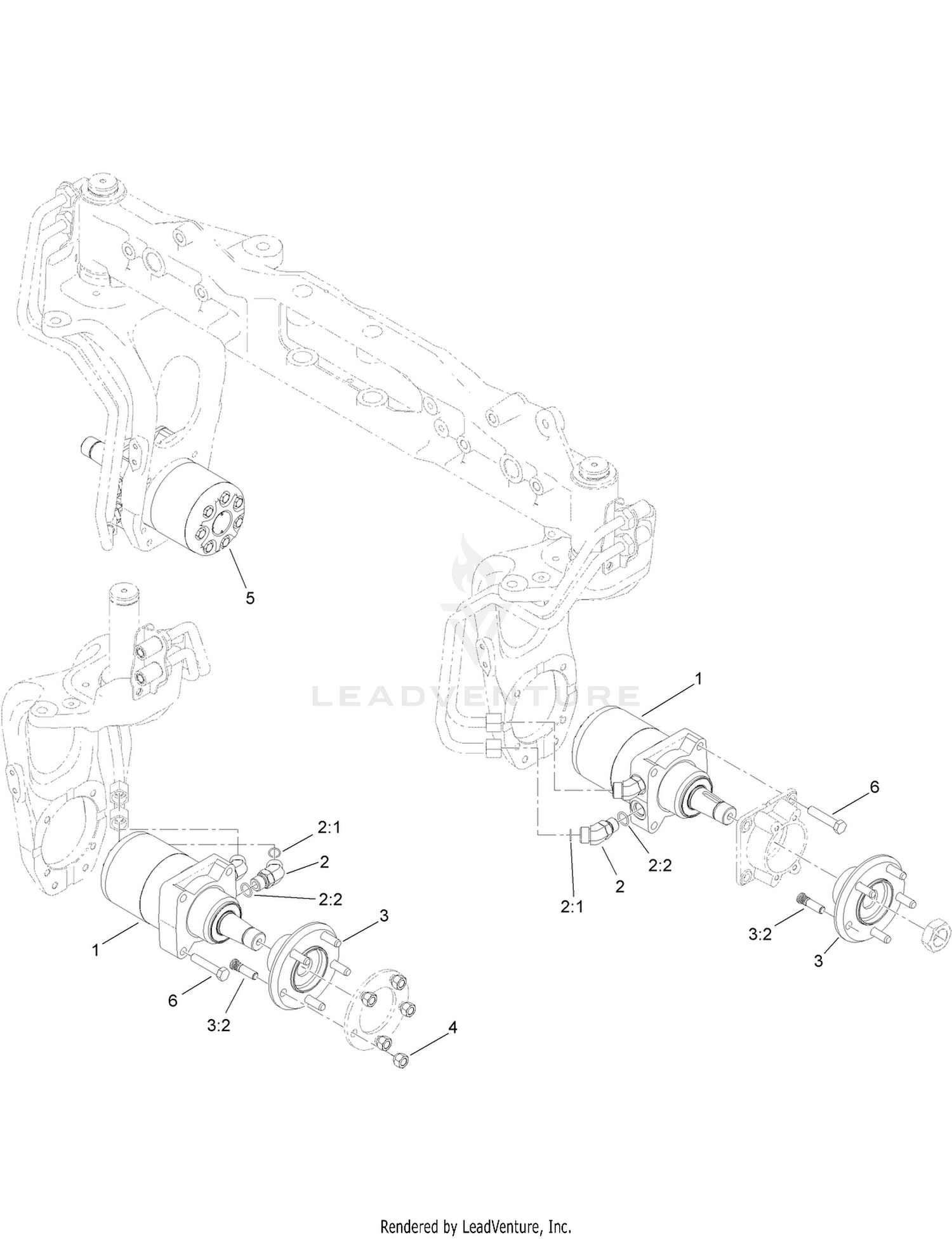 4 Wheel Drive Hydraulic Motor and Fitting Assembly