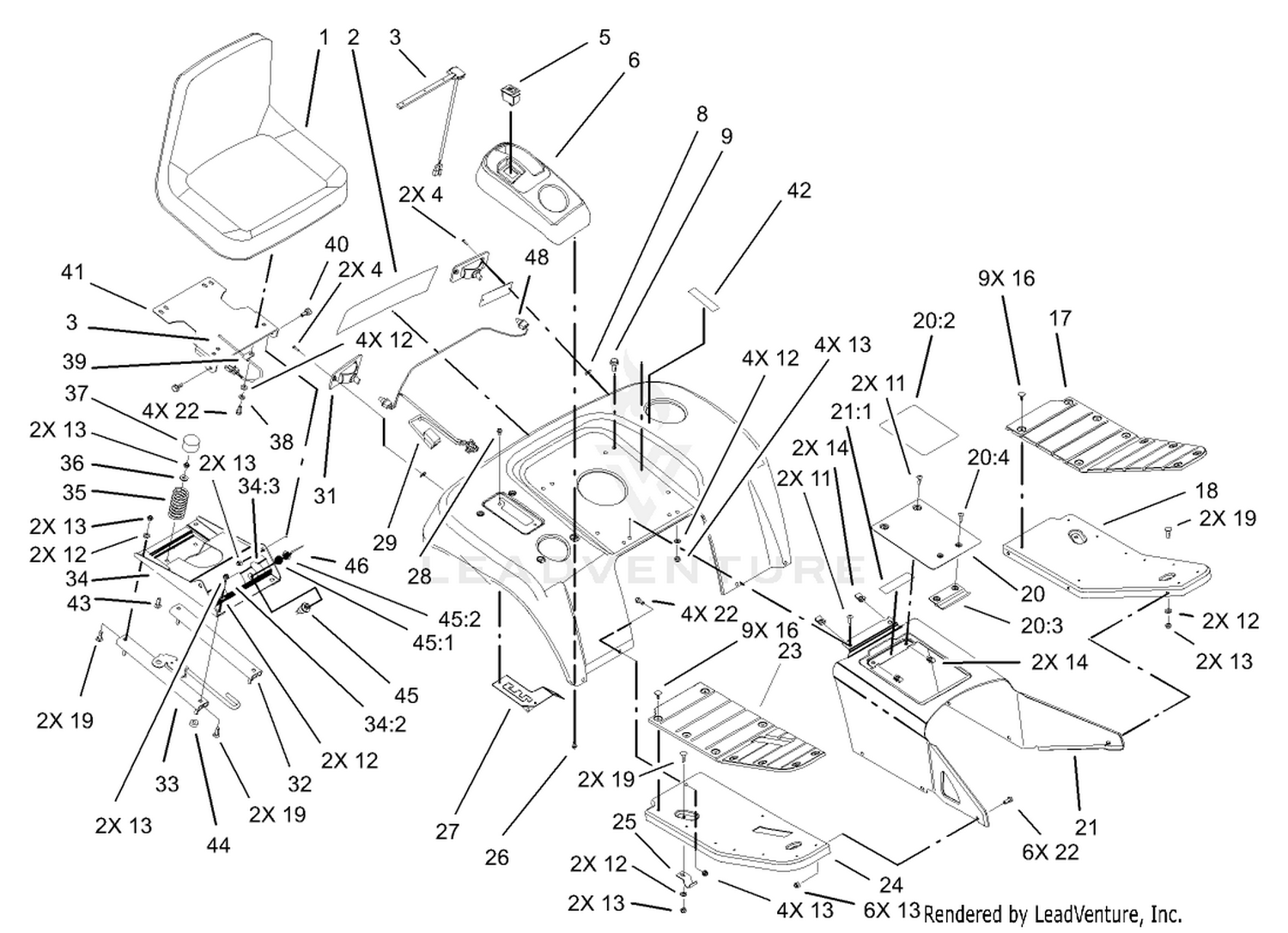 Fender, Footrest,  Seat Assembly